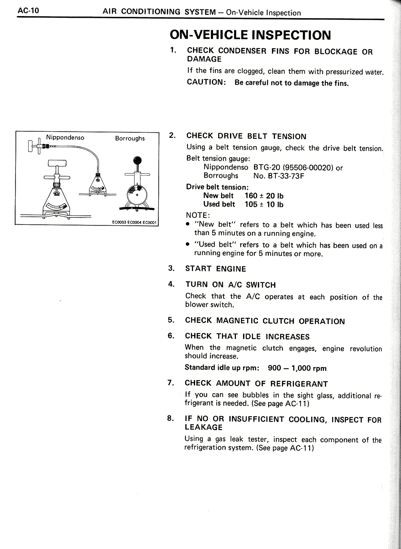 On-Vehicle Inspection — MK2 Supra Air Conditioning System, page 10