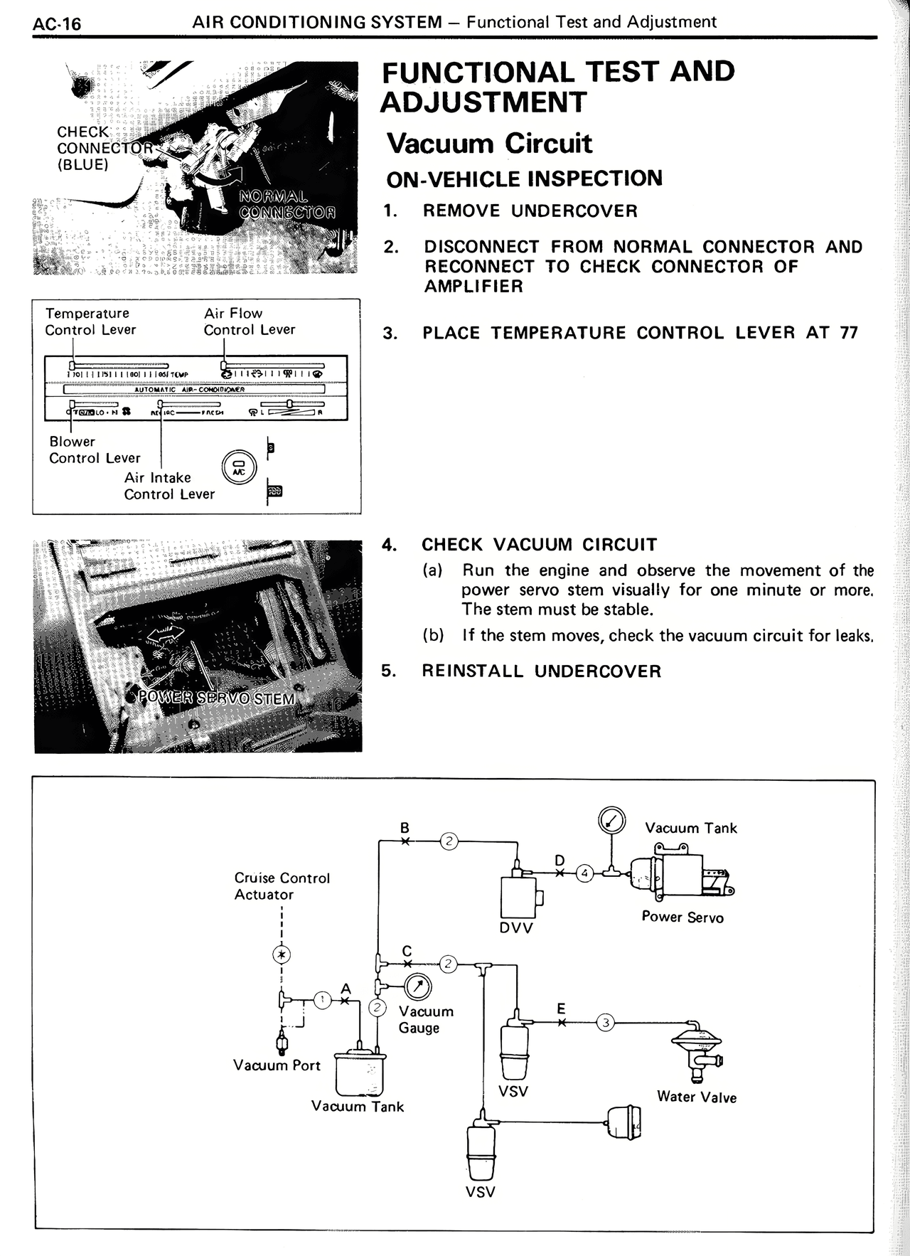 Functional Test and Adjustment — MK2 Supra Air Conditioning System, page 16