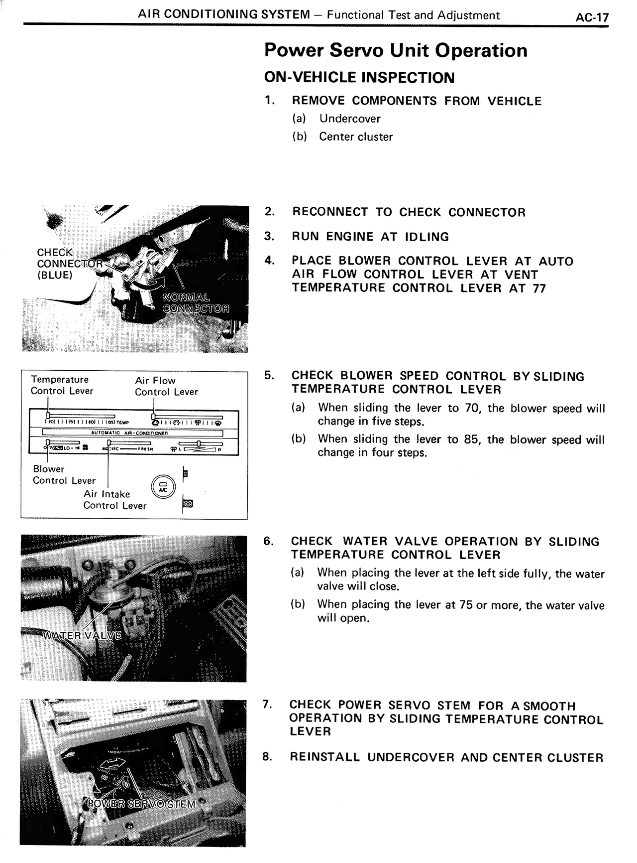 Power Servo Unit Operation — MK2 Supra Air Conditioning System, page 17