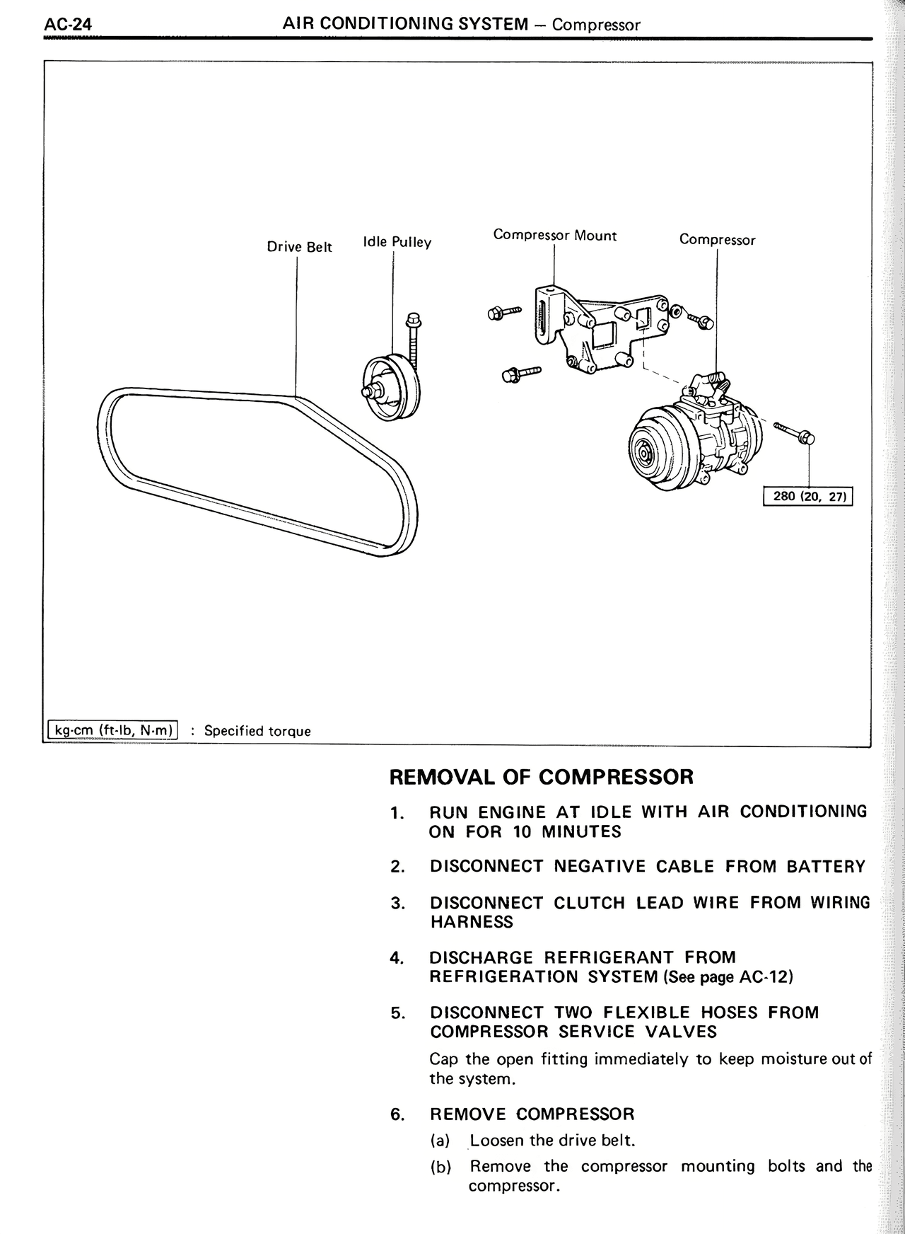 Removal of Compressor — MK2 Supra Air Conditioning System, page 24