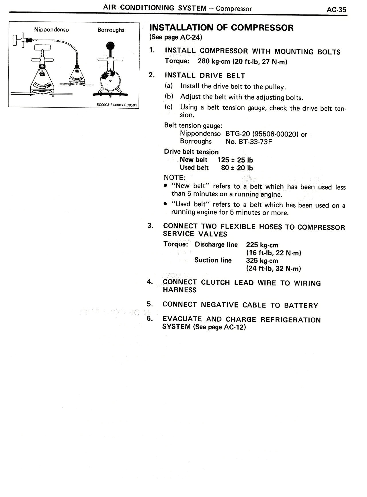 Installation of Compressor — MK2 Supra Air Conditioning System, page 35
