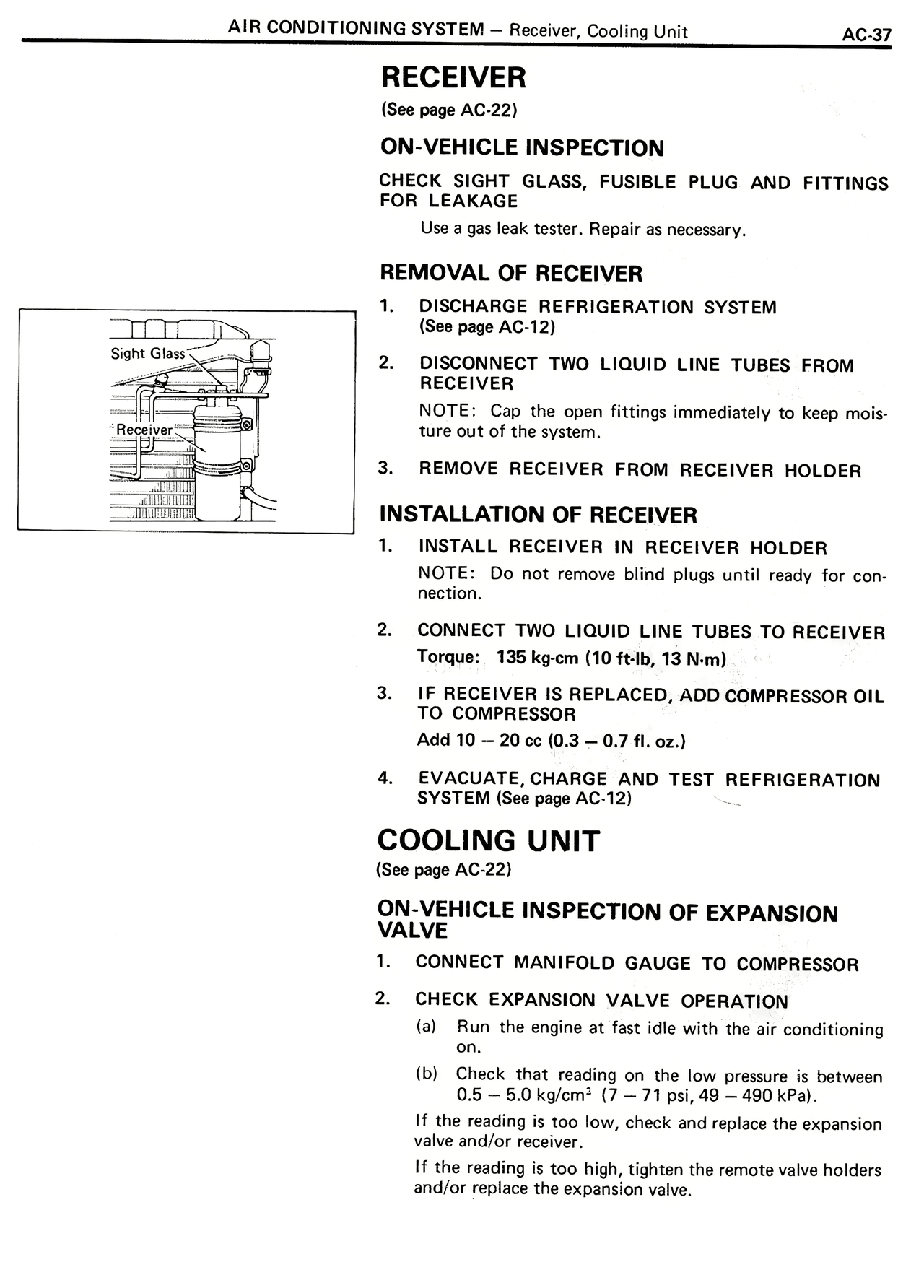 Receiver — MK2 Supra Air Conditioning System, page 37