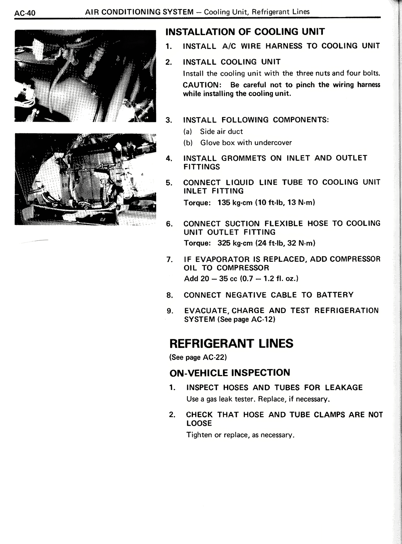 Installation of Cooling Unit — MK2 Supra Air Conditioning System, page 40
