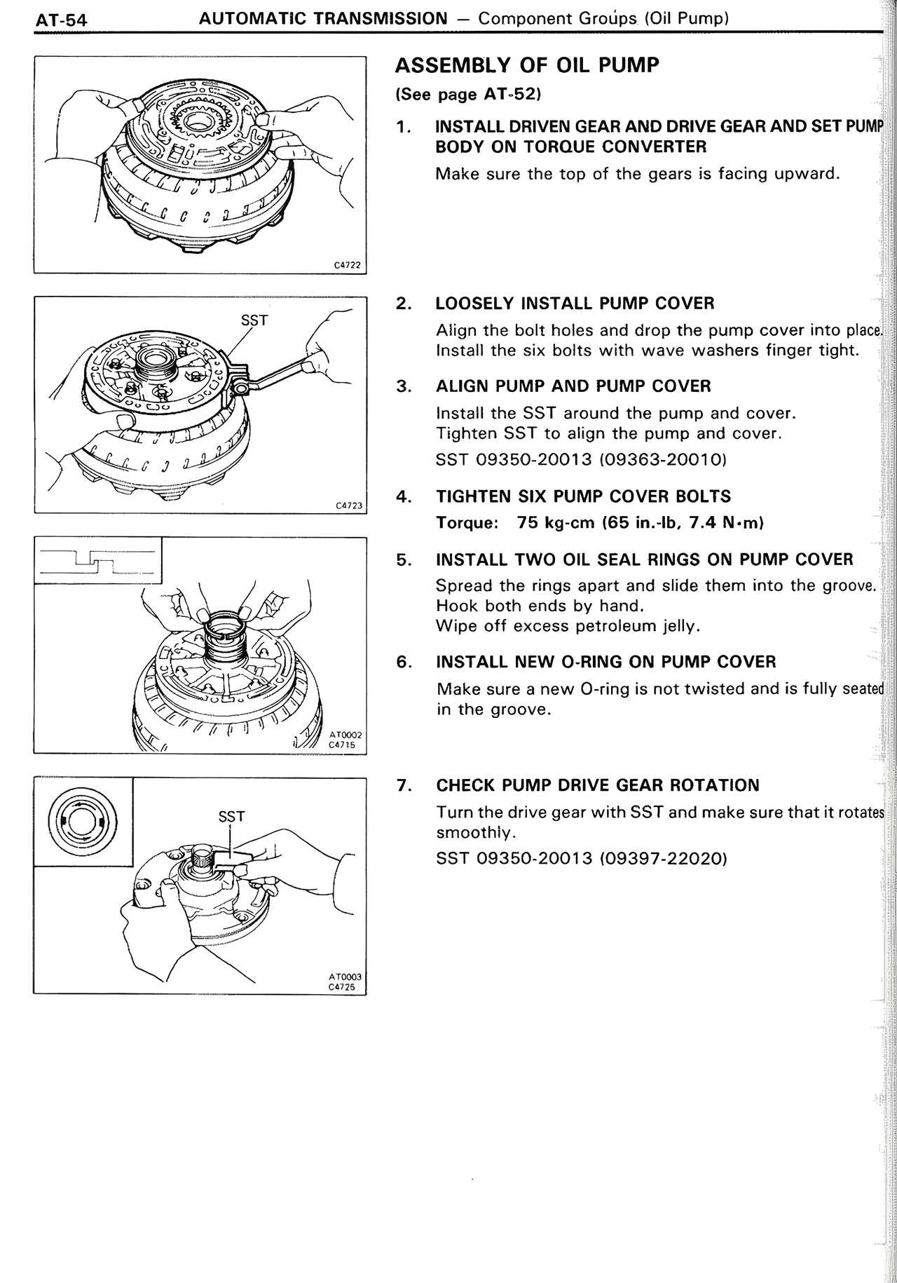 Assembly of Oil Pump — MK2 Supra Automatic Transmission, page 54