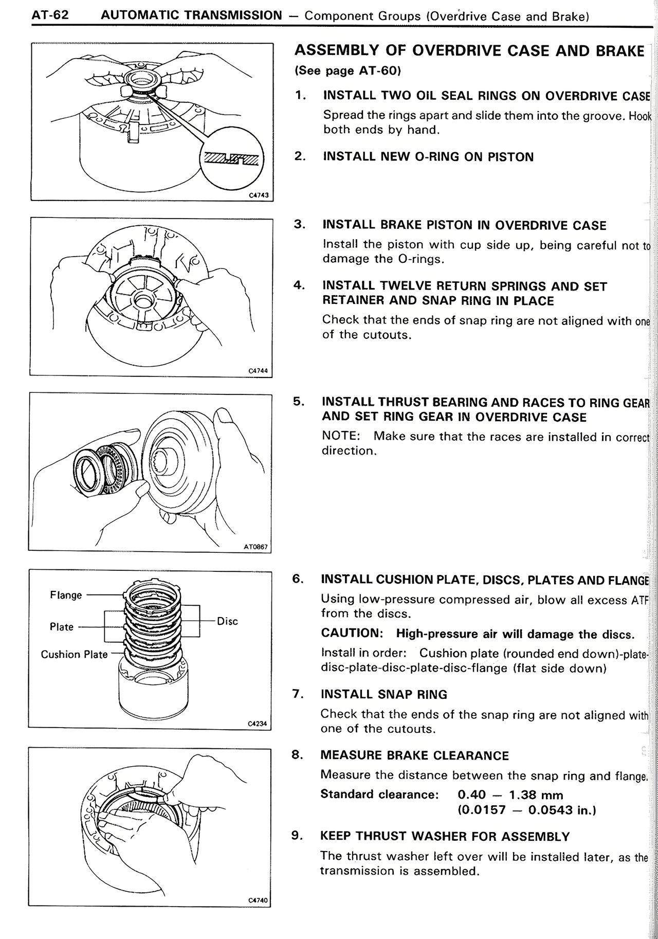 Assembly of Overdrive Case and Brake — MK2 Supra Automatic Transmission, page 62