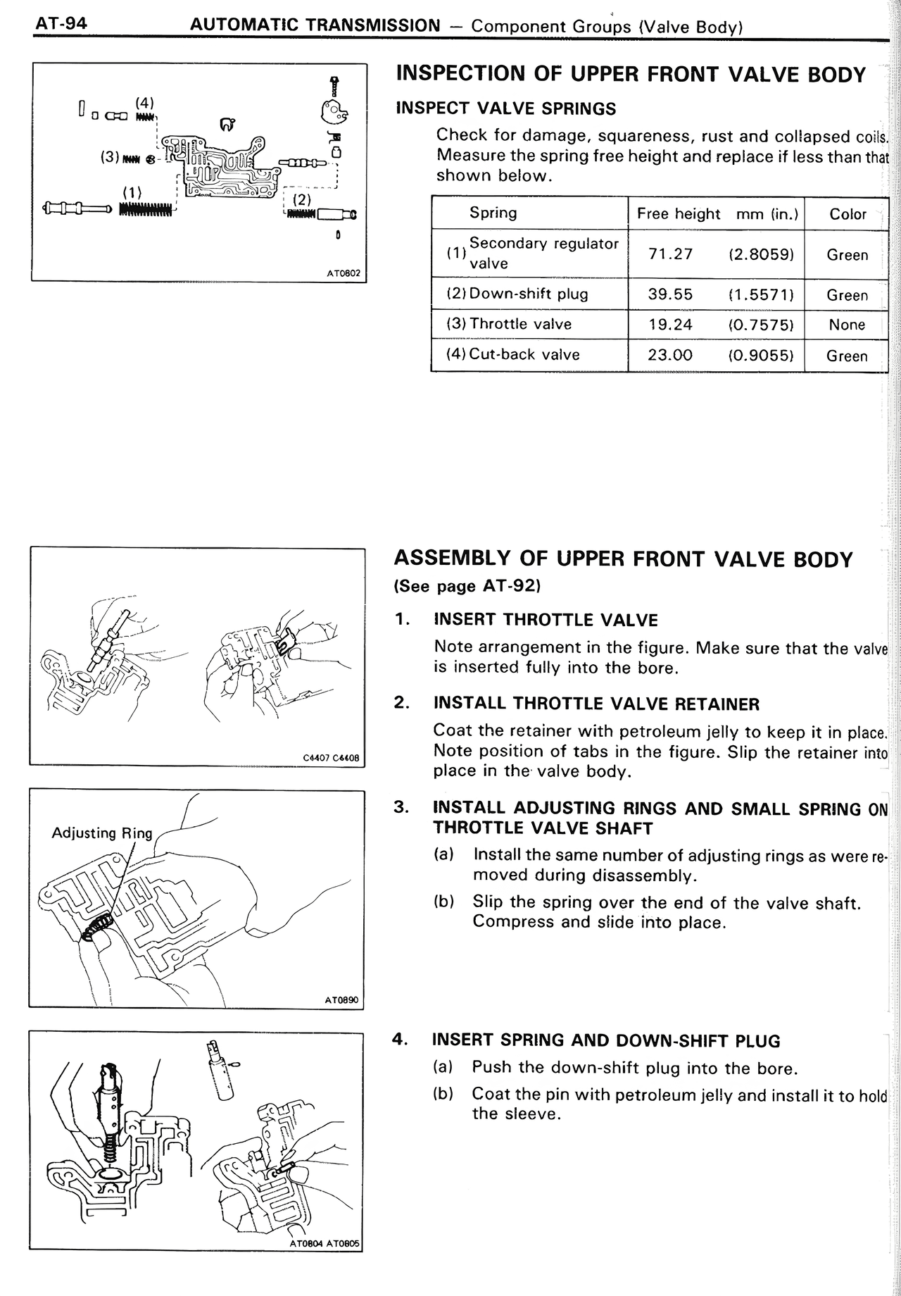 Inspection of Upper Front Valve Body — MK2 Supra Automatic Transmission, page 94