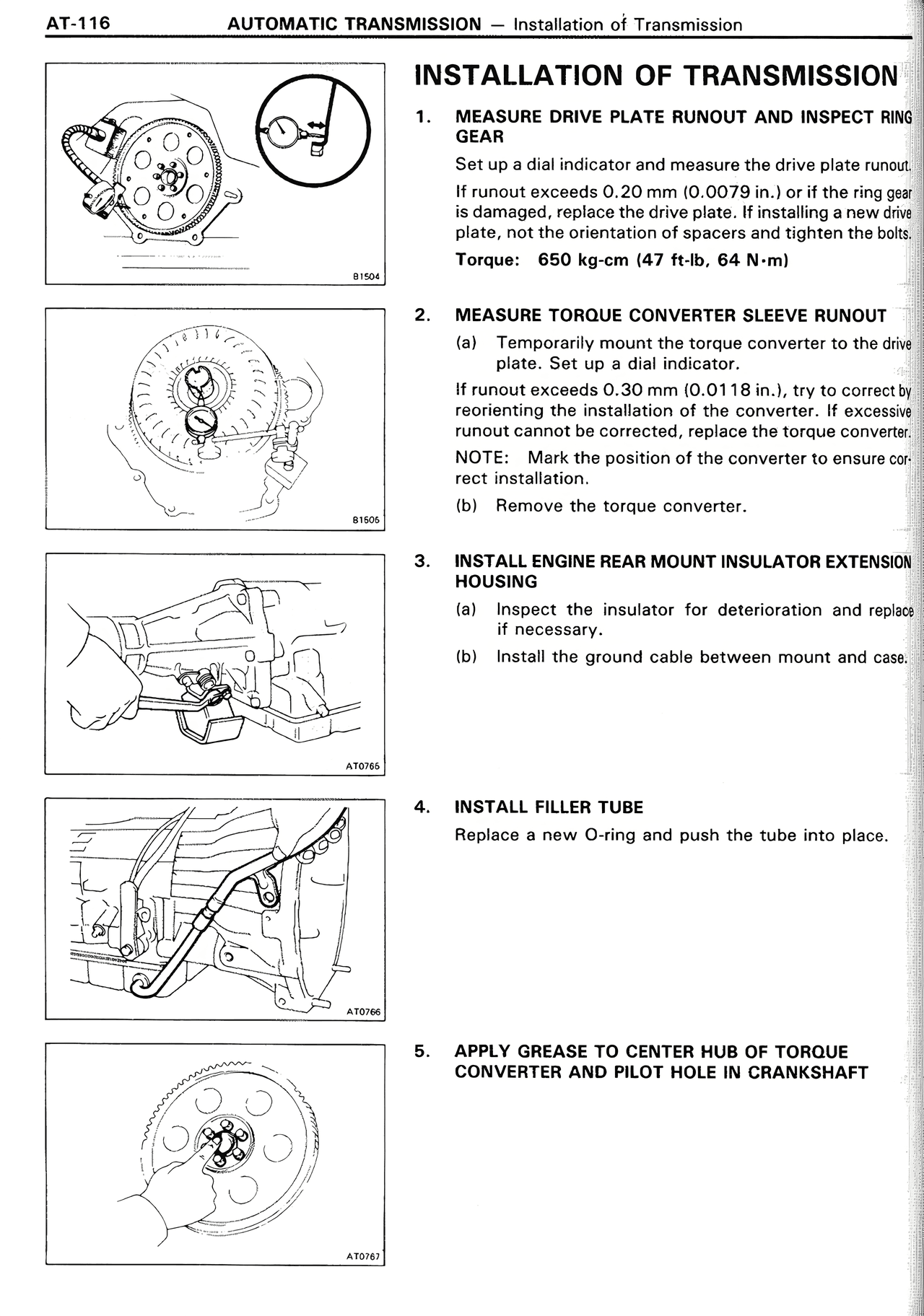 Installation of Transmission — MK2 Supra Automatic Transmission, page 116