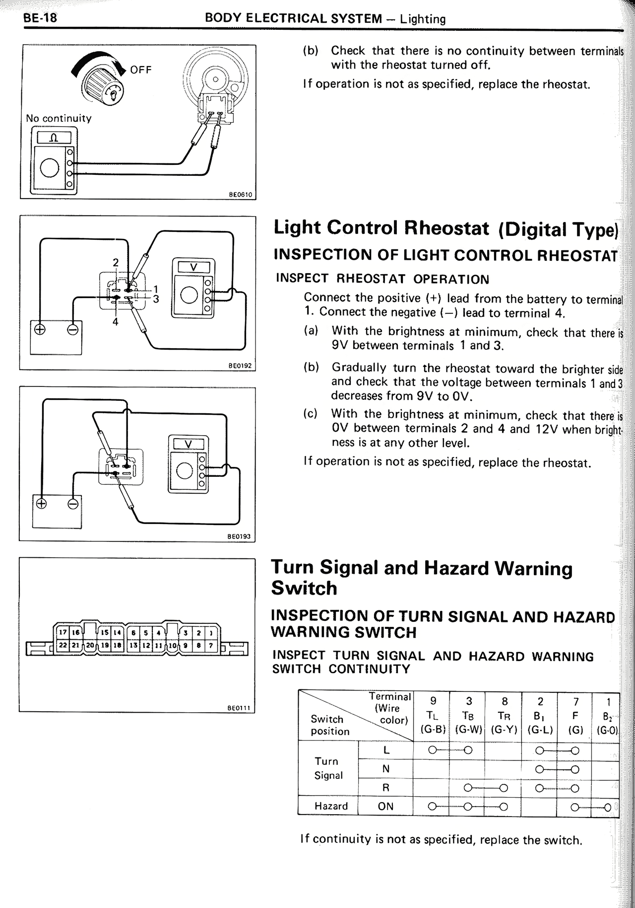 Body Electrical System — MK2 Supra Body Electrical System, page 18