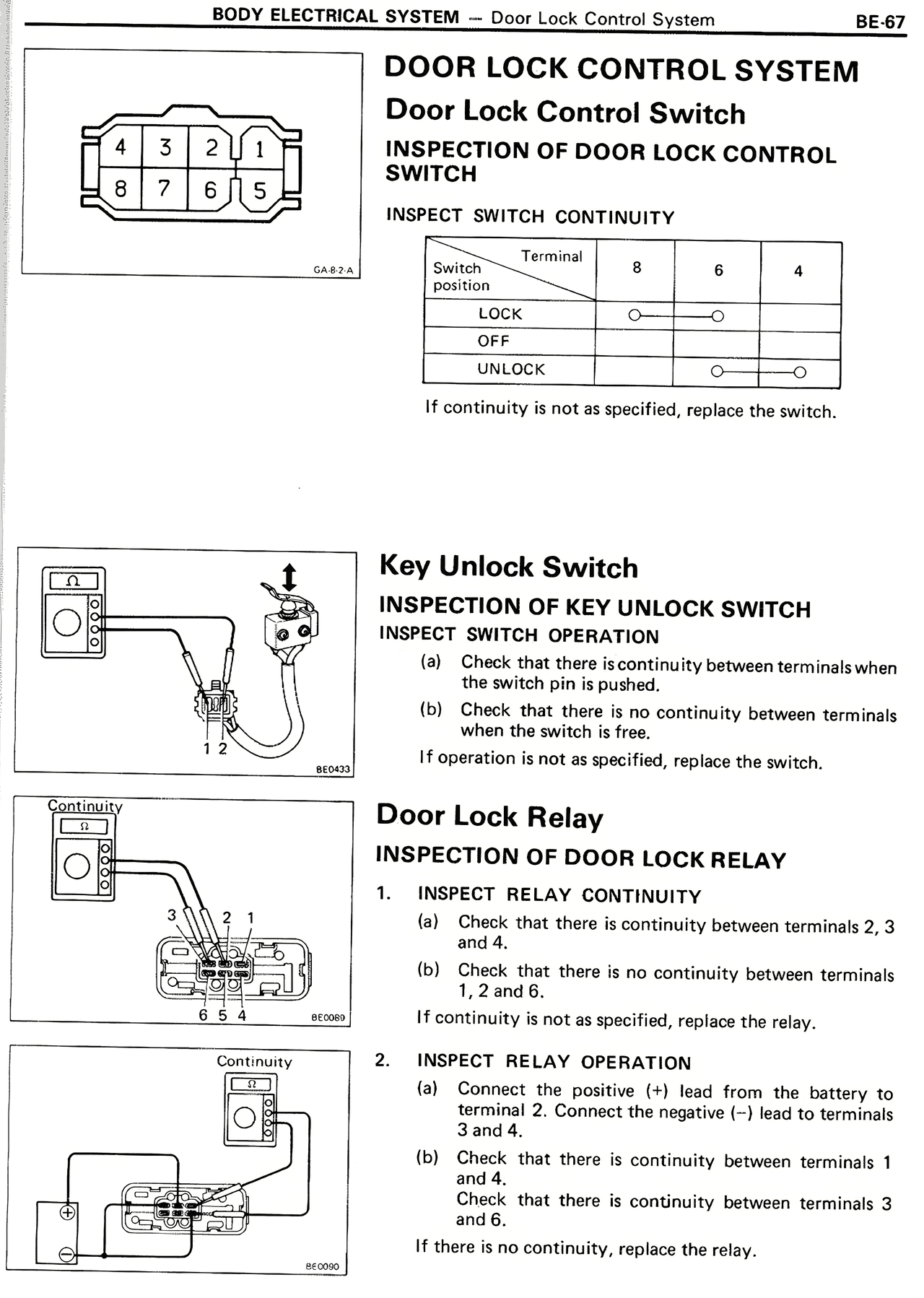 Door Lock Control System — MK2 Supra Body Electrical System, page 67