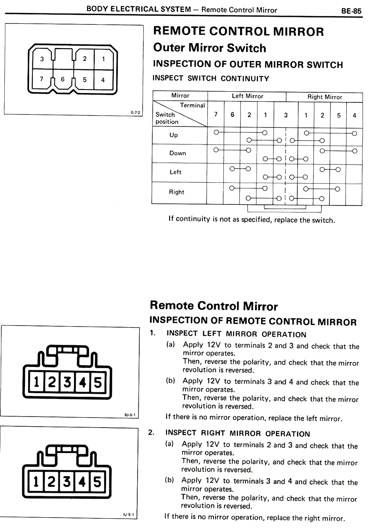 Remote Control Mirror — MK2 Supra Body Electrical System, page 85