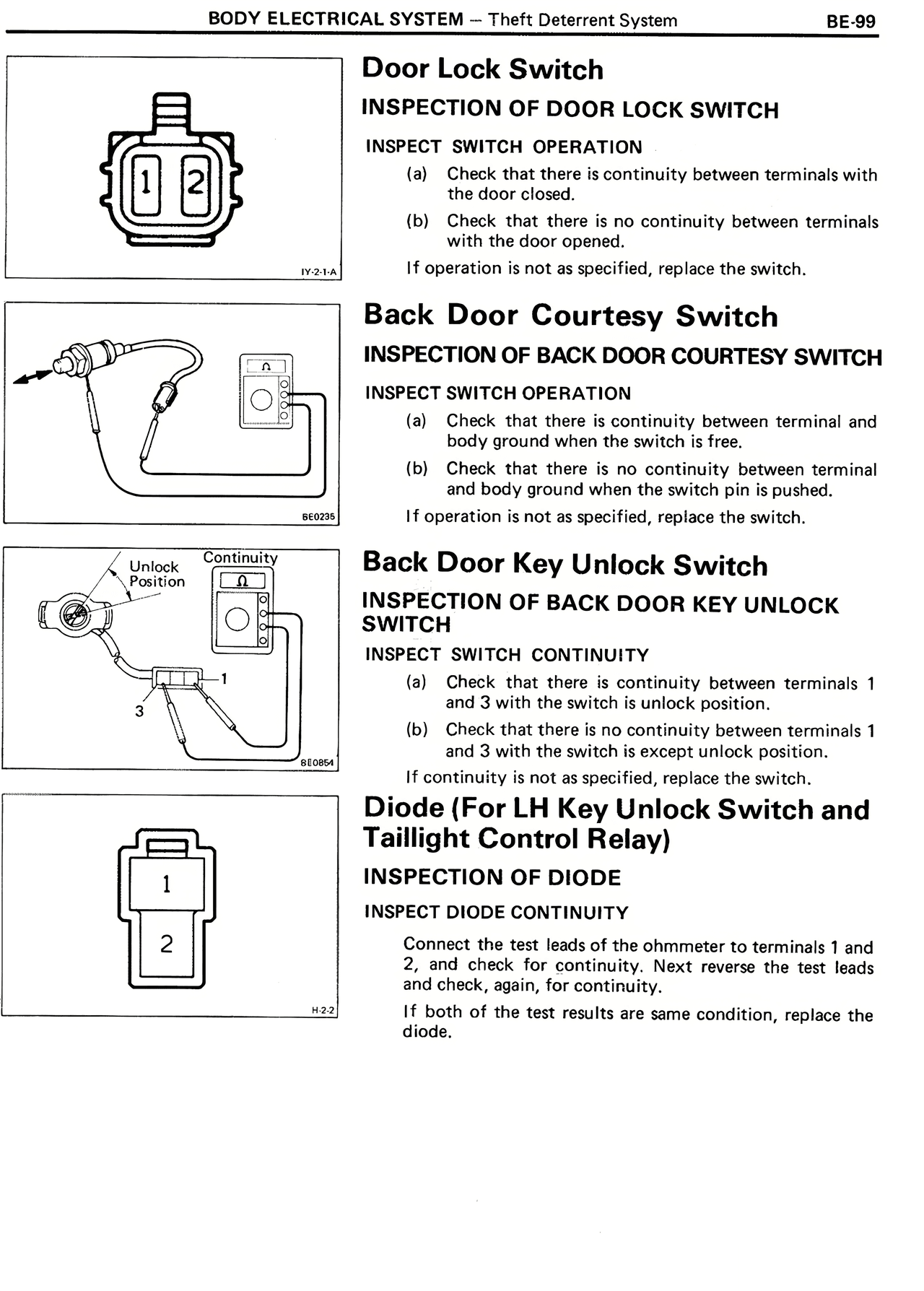 Body Electrical System — MK2 Supra Body Electrical System, page 99