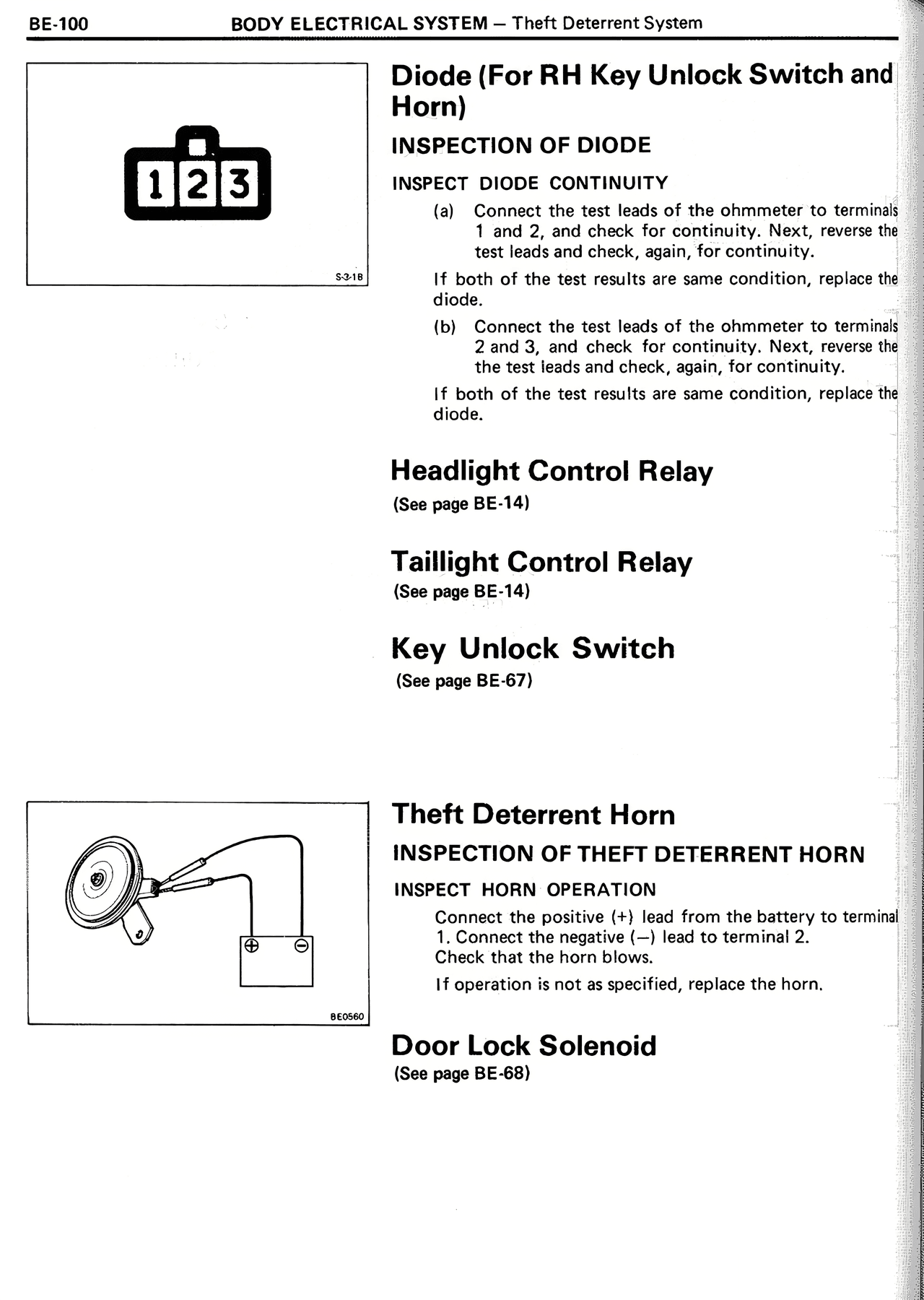 Body Electrical System — MK2 Supra Body Electrical System, page 100