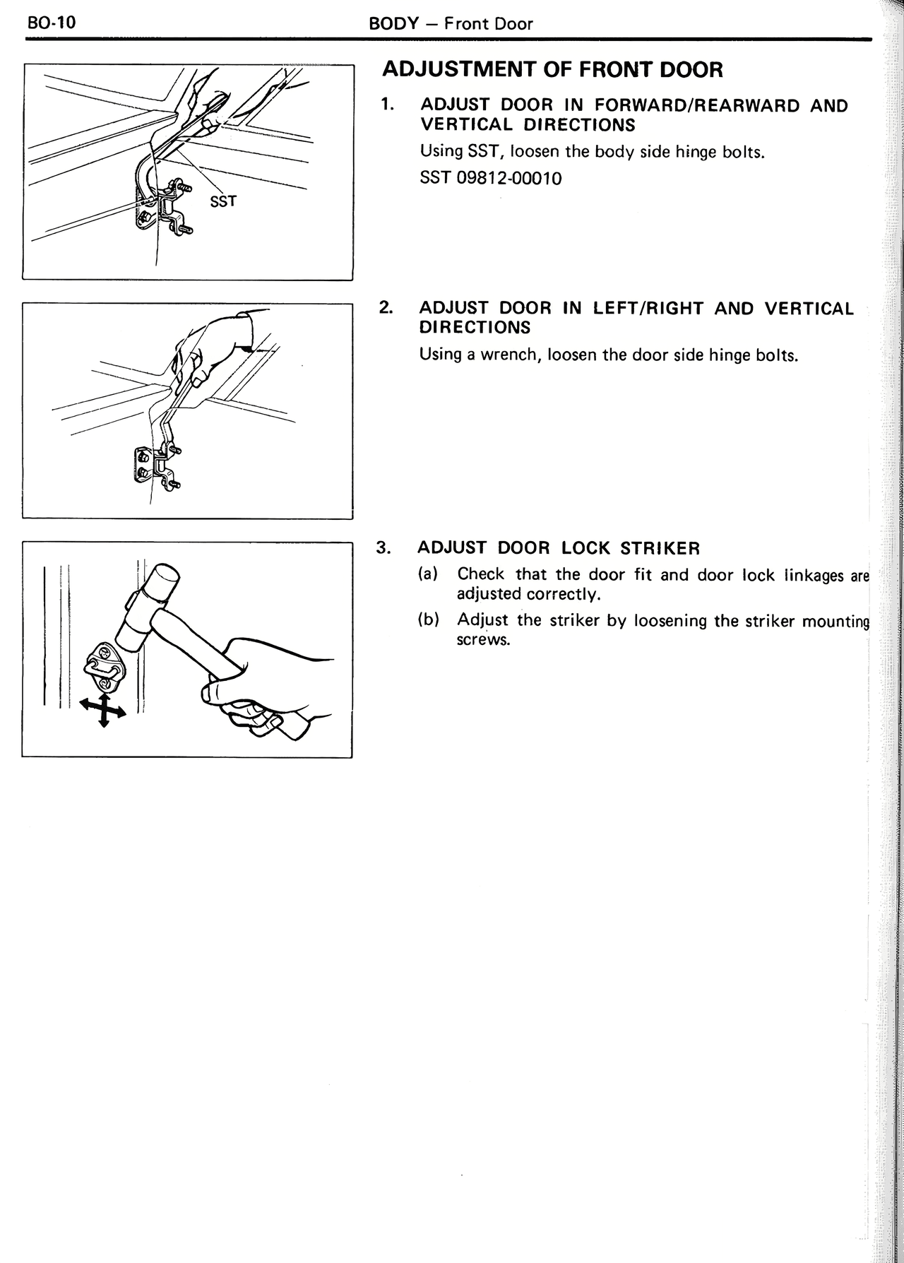 Adjustment of Front Door — MK2 Supra Body, page 10