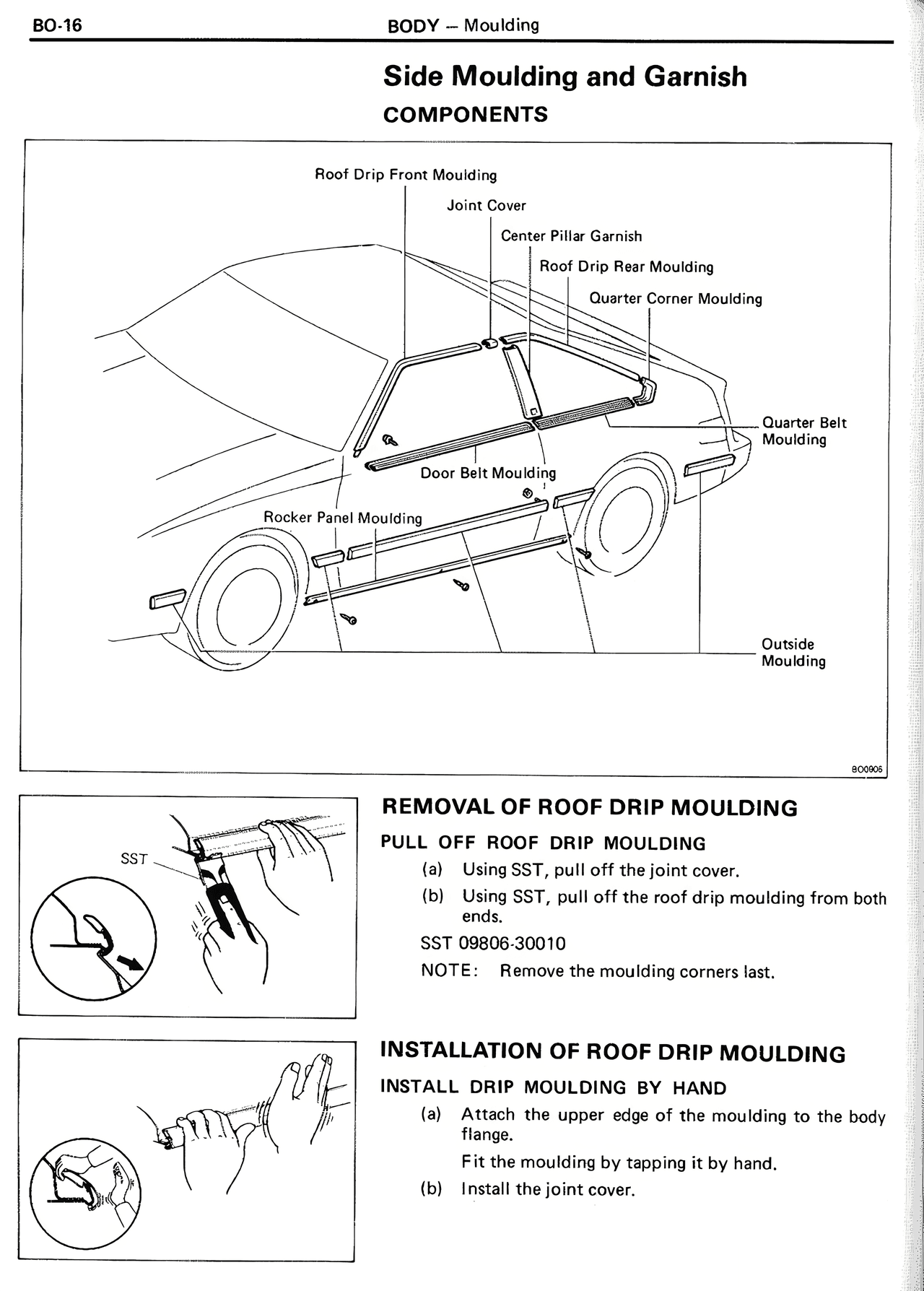 Side Moulding and Garnish — MK2 Supra Body, page 16