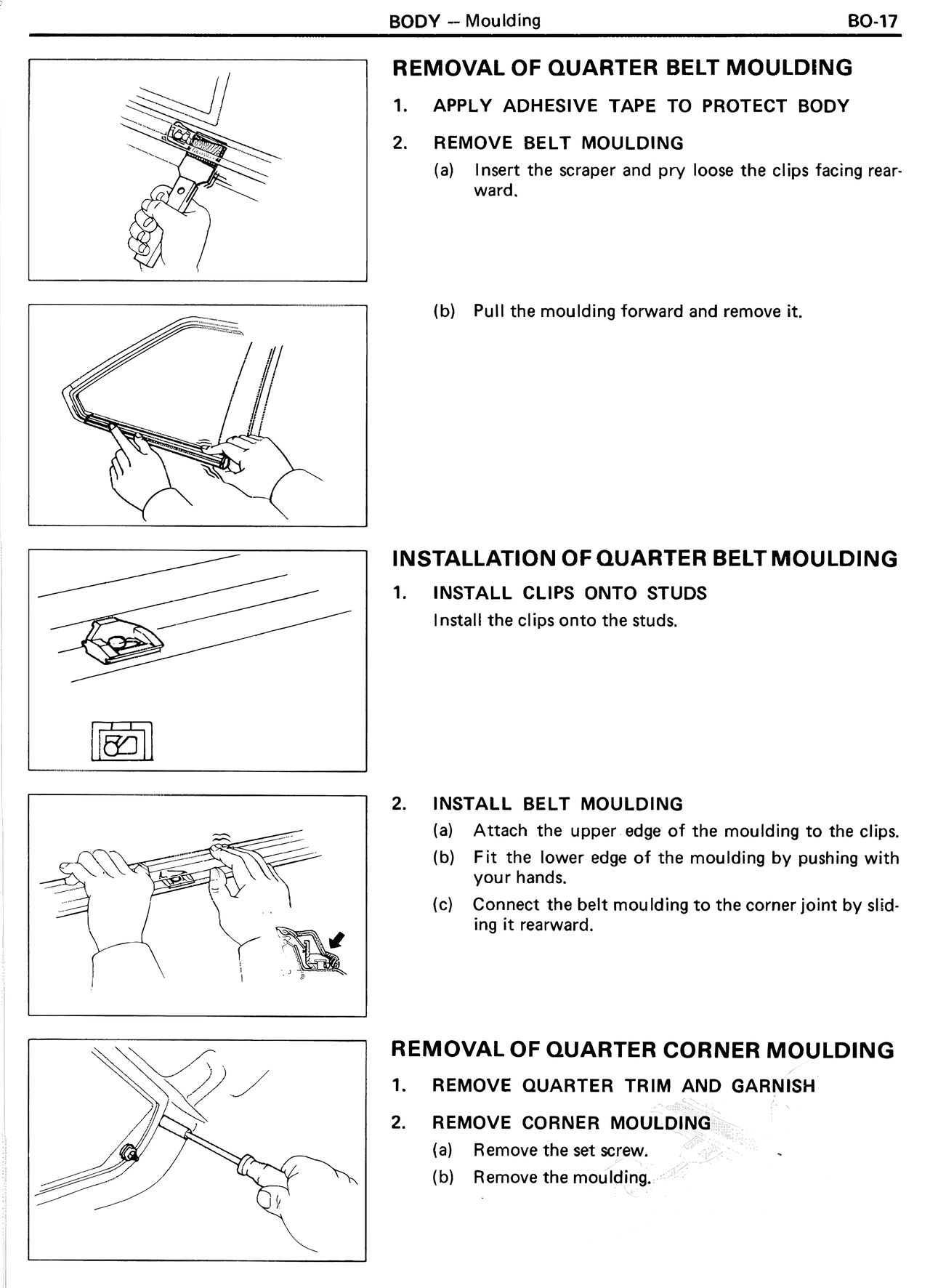 Removal of Quarter Belt Moulding — MK2 Supra Body, page 17