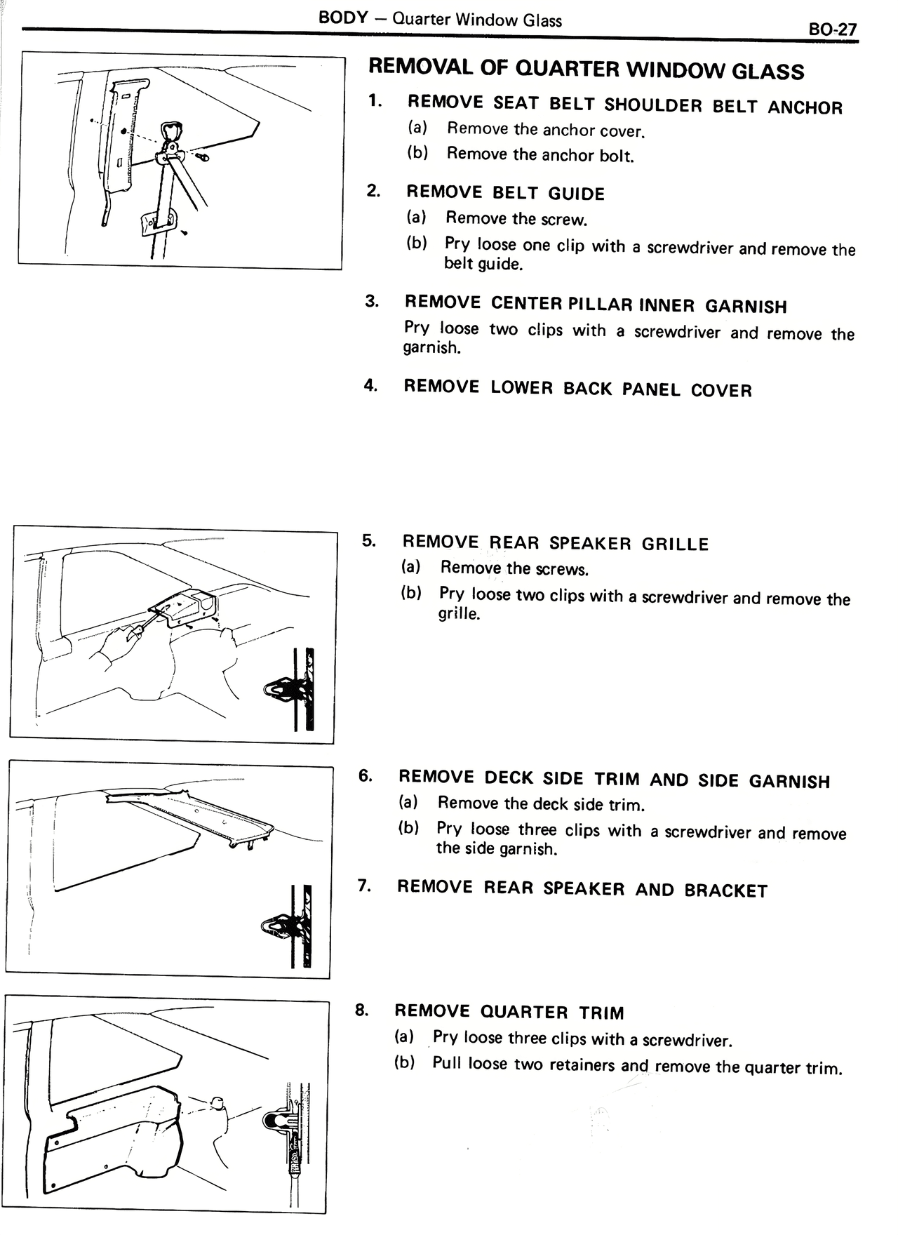Removal of Quarter Window Glass — MK2 Supra Body, page 27