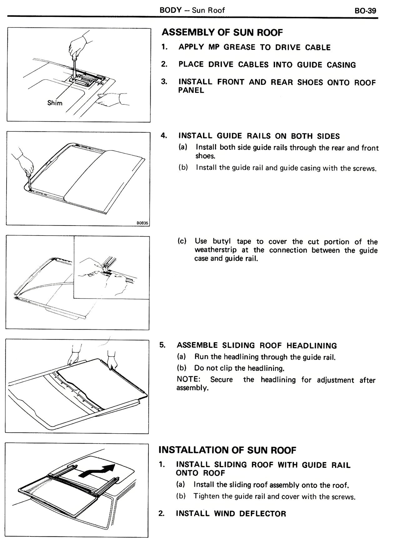 Assembly of Sun Roof — MK2 Supra Body, page 39