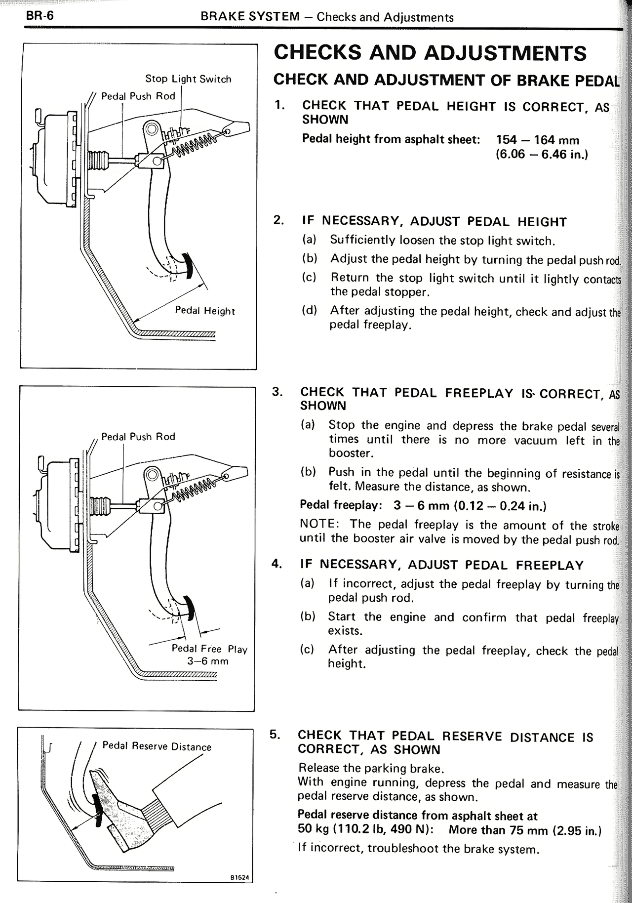 Checks and Adjustments — MK2 Supra Brake System, page 6