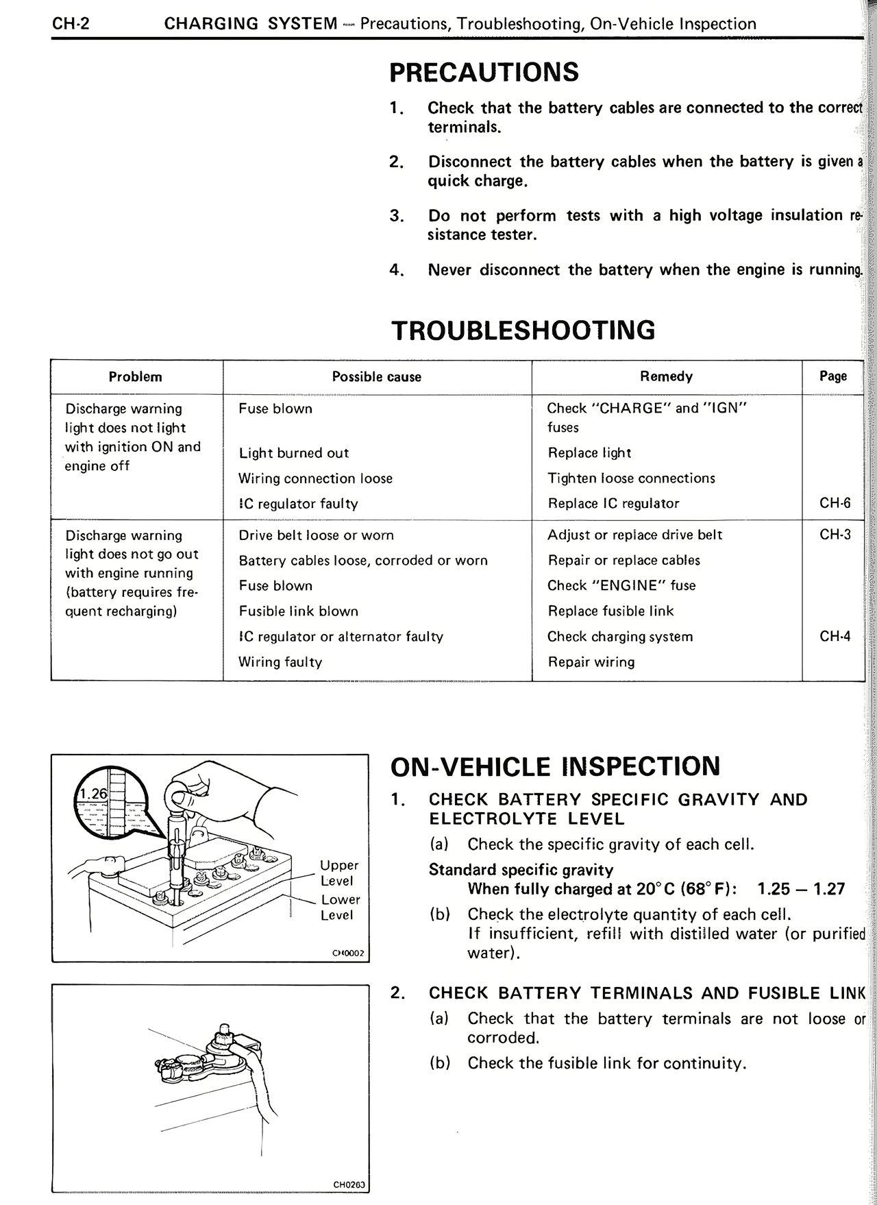 Precautions — MK2 Supra Charging System, page 2