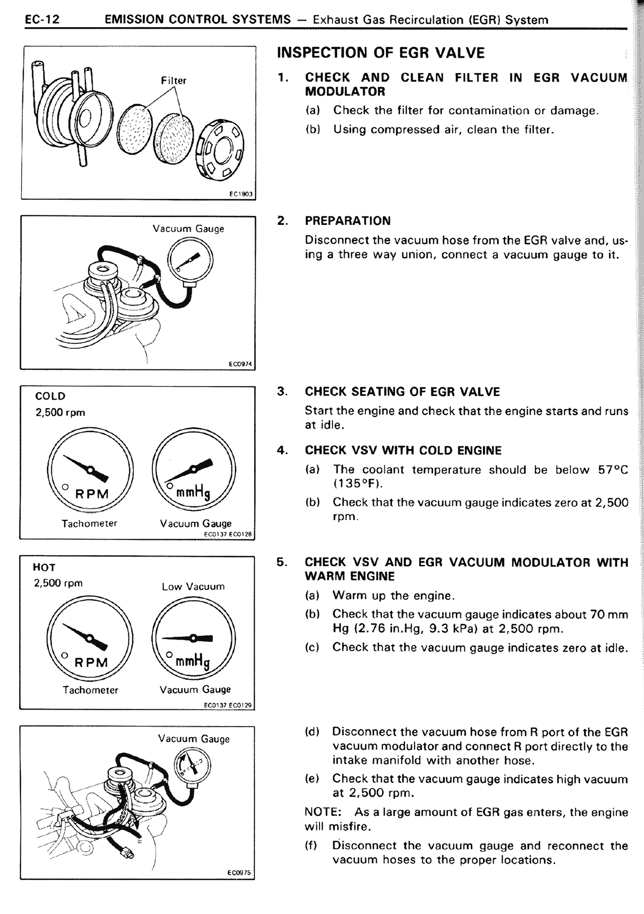 Inspection of EGR Valve — MK2 Supra Emission Control Systems, page 12