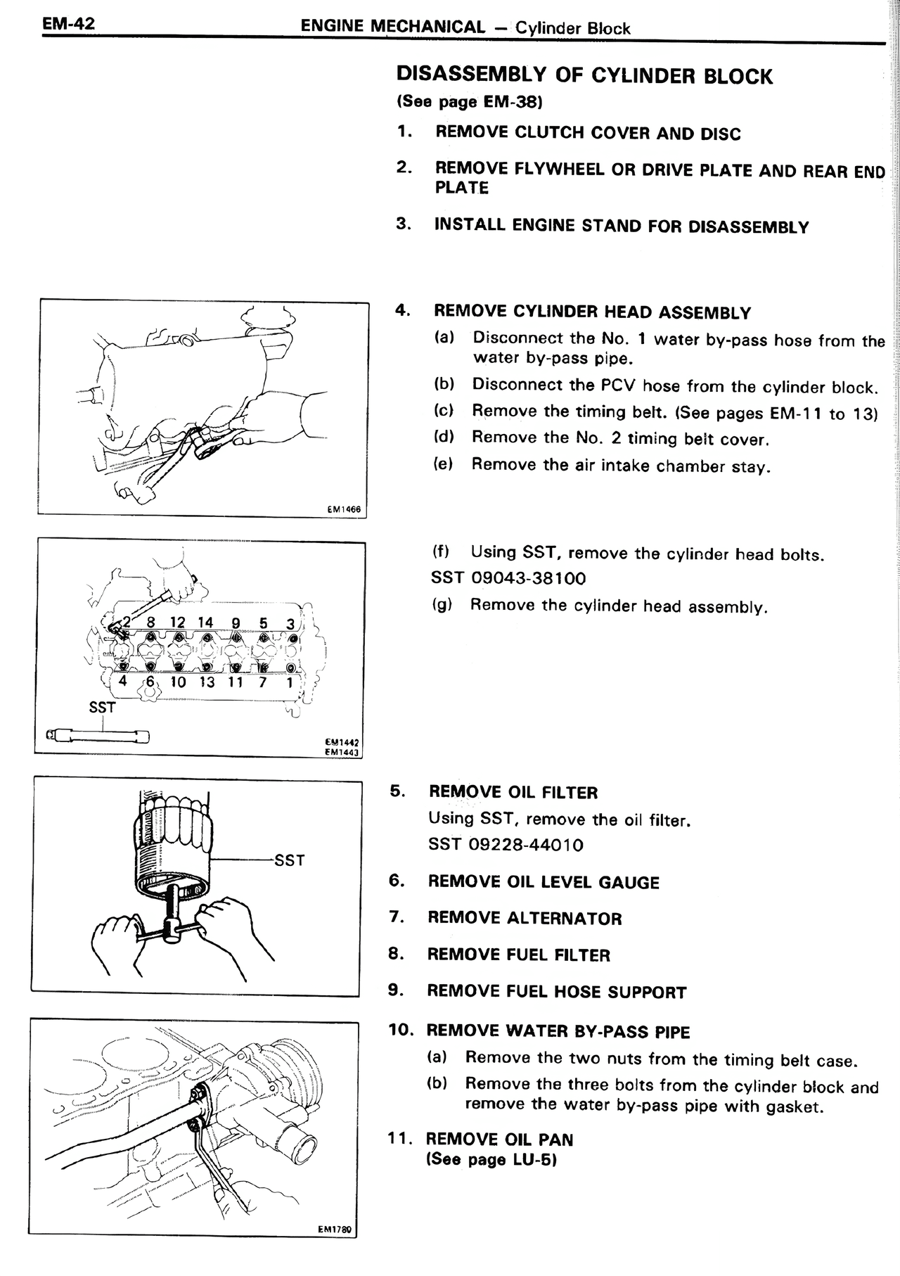 Disassembly of Cylinder Block — MK2 Supra Engine Mechanical, page 42