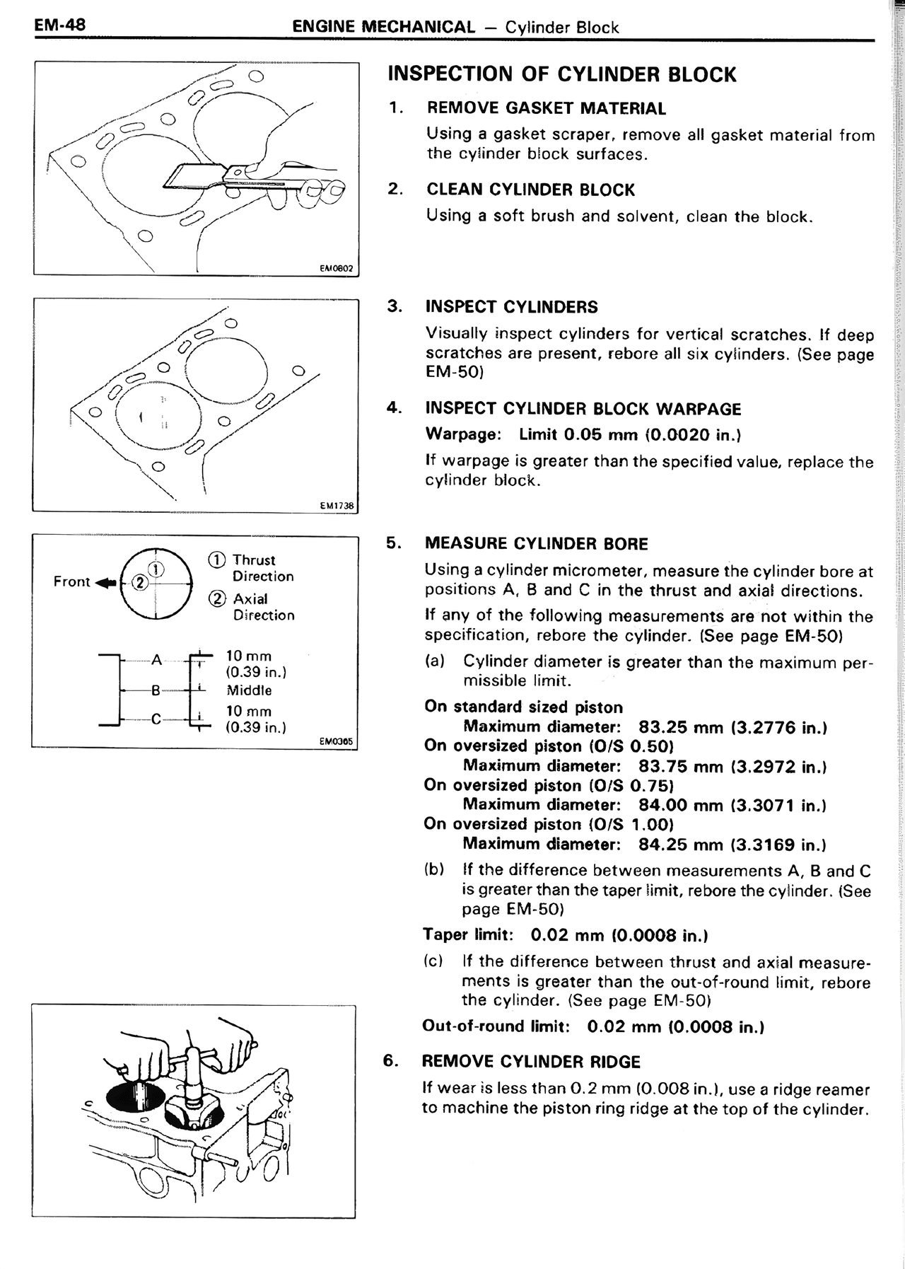 Inspection of Cylinder Block — MK2 Supra Engine Mechanical, page 48