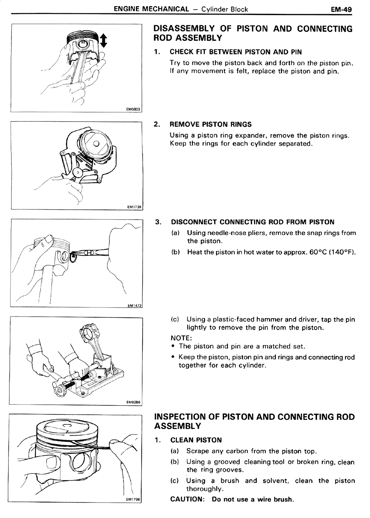 Disassembly of Piston and Connecting Rod Assembly — MK2 Supra Engine Mechanical, page 49