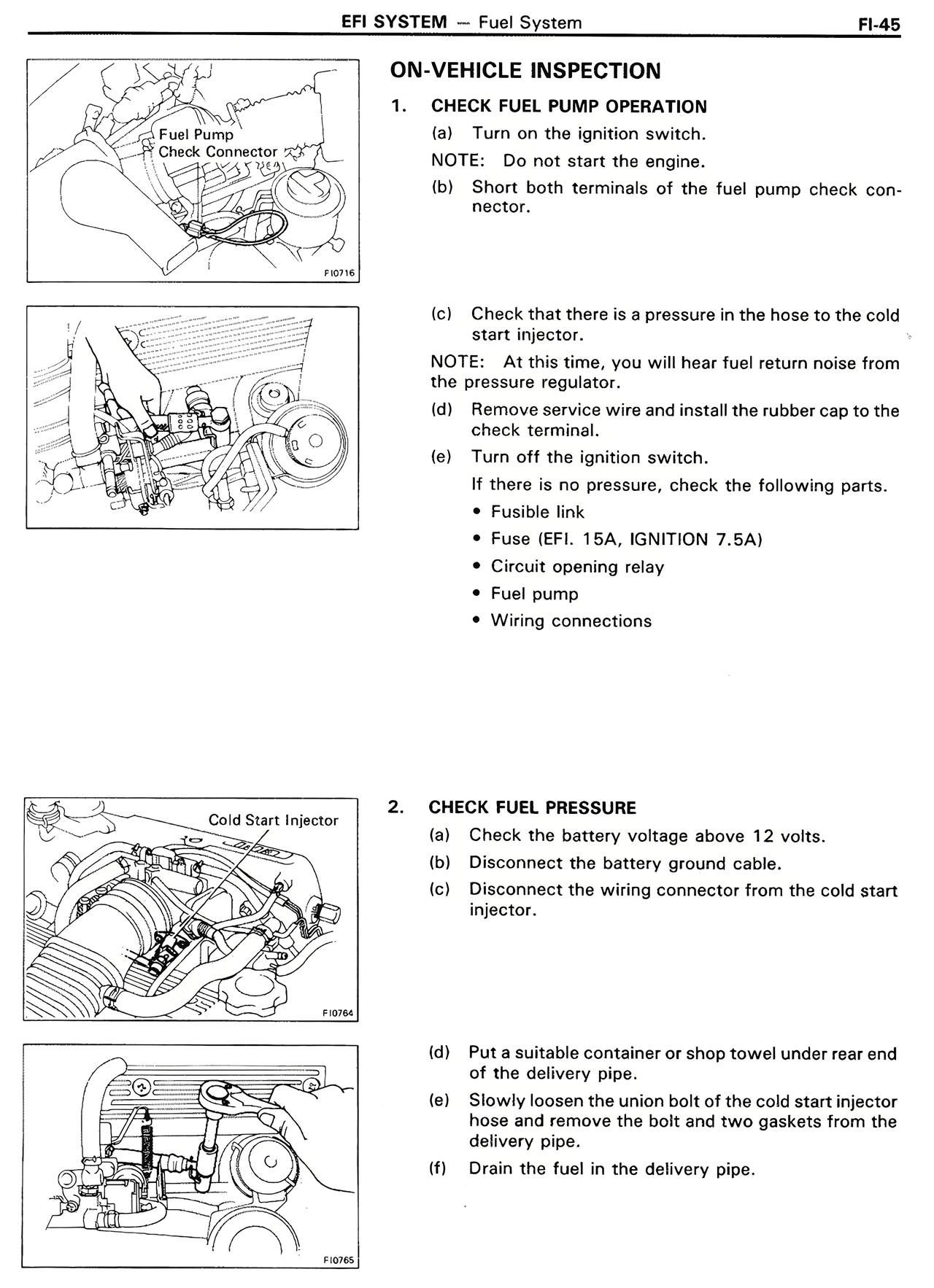 On-Vehicle Inspection — MK2 Supra EFI System, page 45
