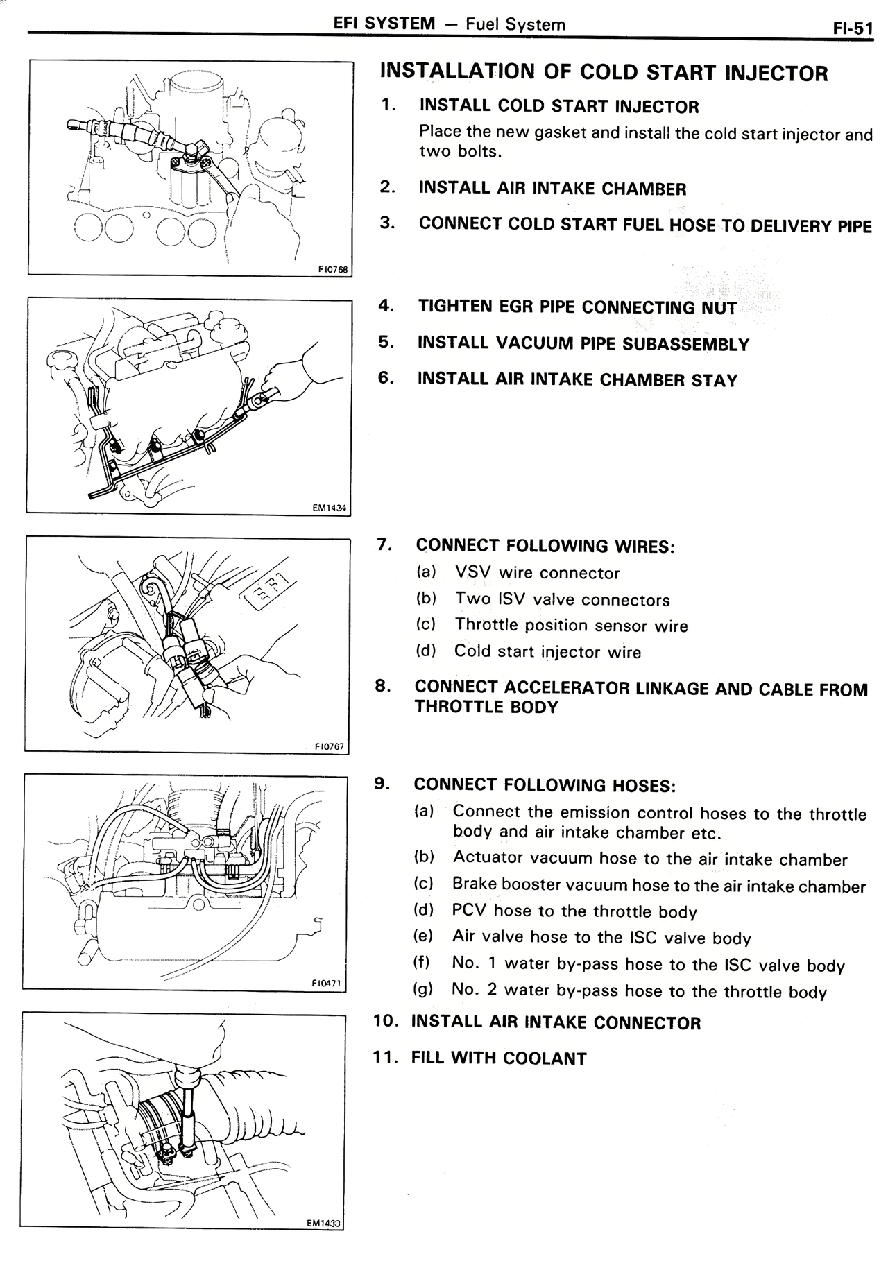 Installation of Cold Start Injector — MK2 Supra EFI System, page 51
