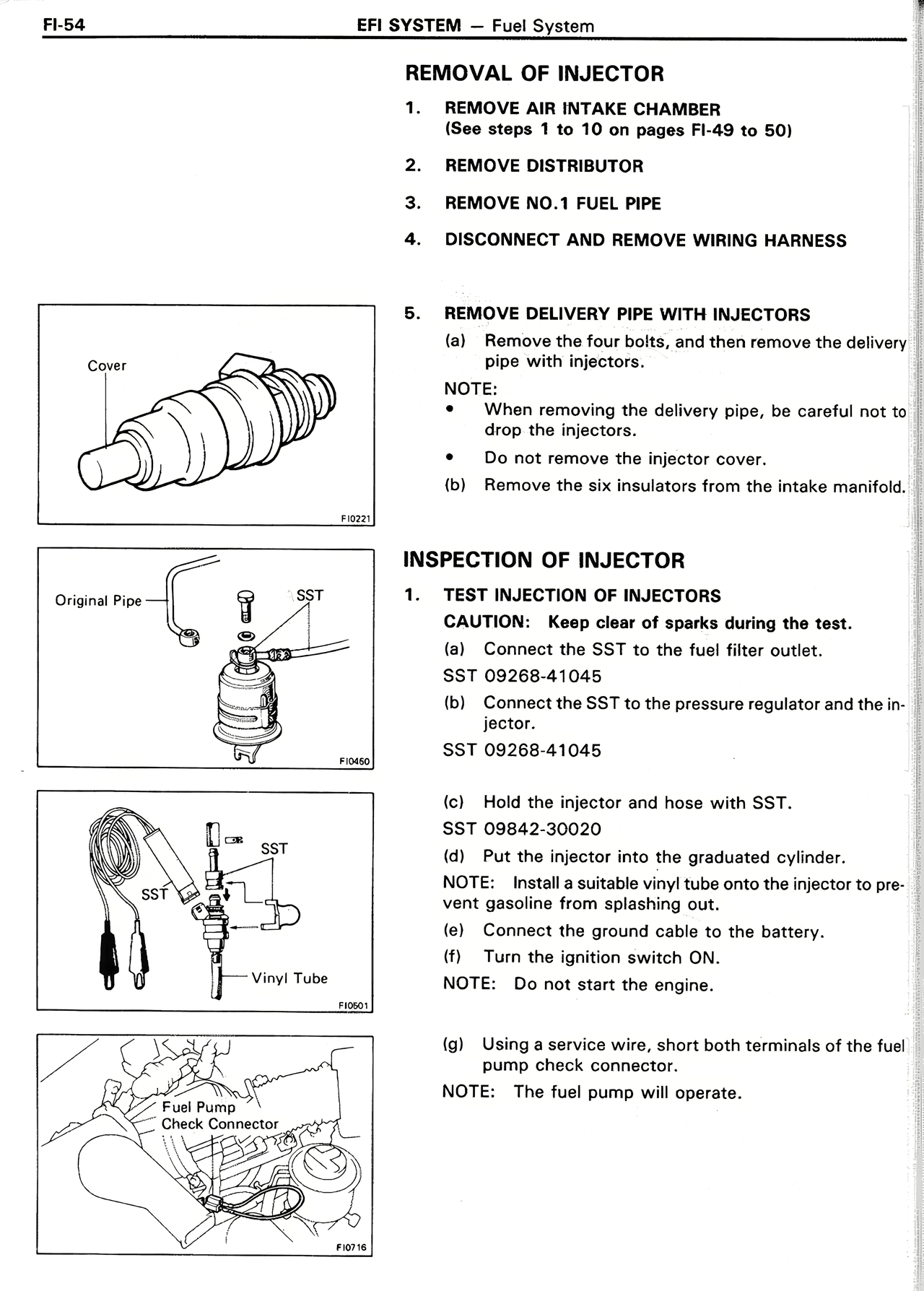 Removal of Injector — MK2 Supra EFI System, page 54