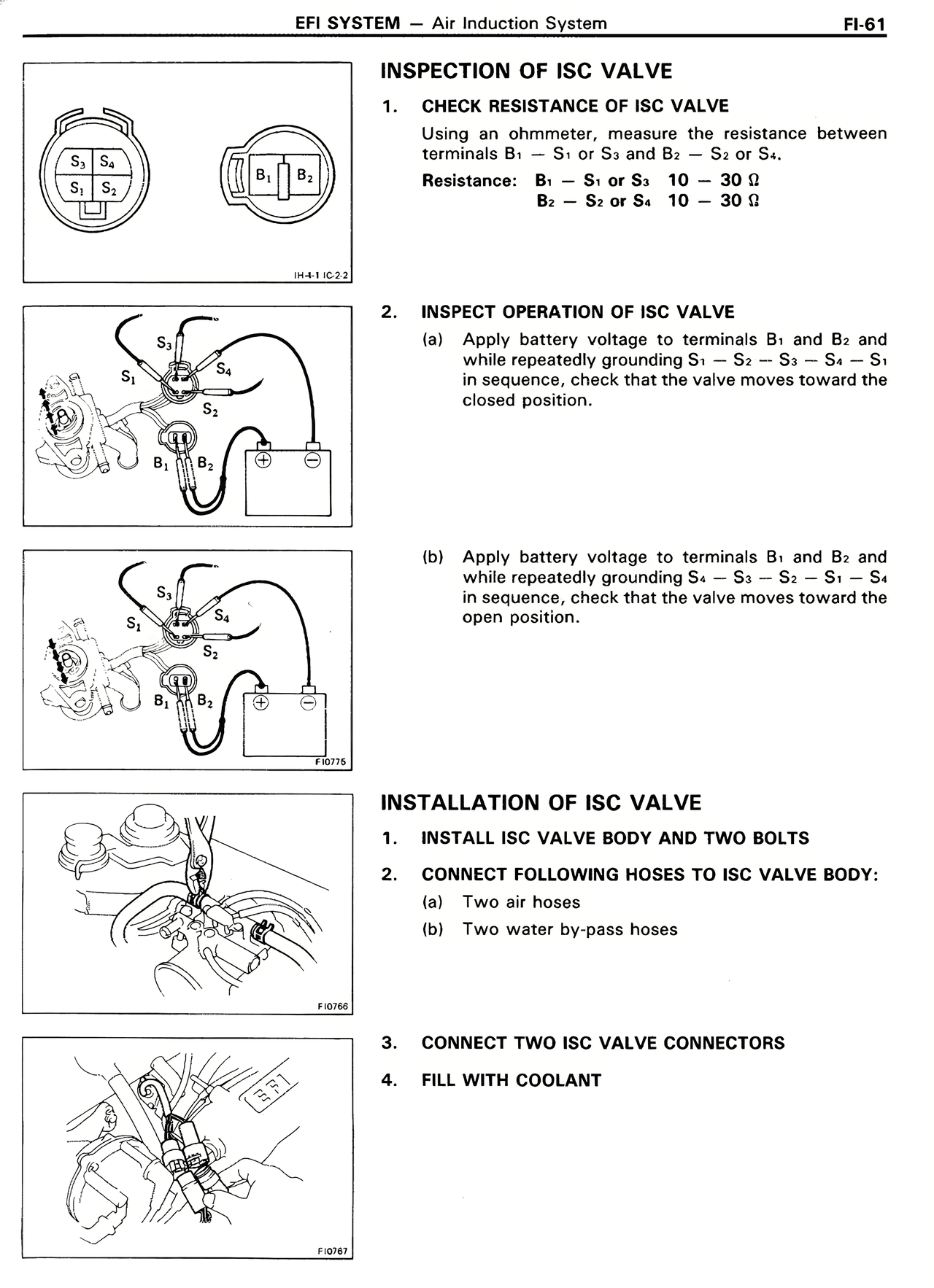 Inspection of ISC Valve — MK2 Supra EFI System, page 61