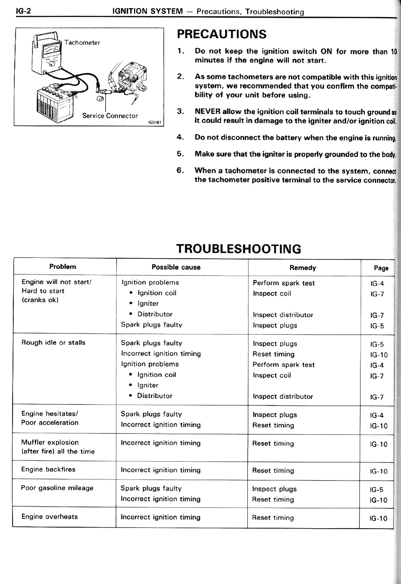 Precautions — MK2 Supra Ignition System, page 2