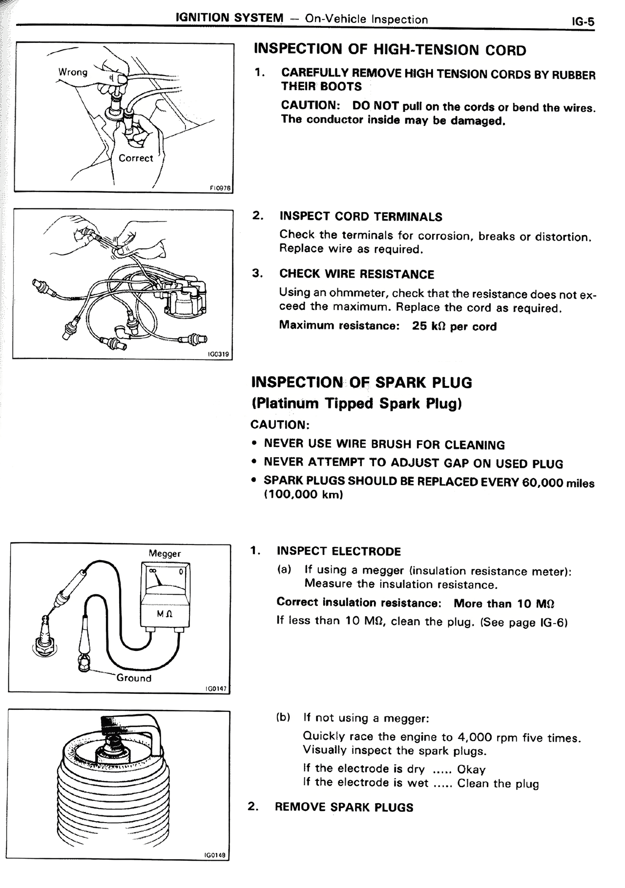 Inspection of High-Tension Cord — MK2 Supra Ignition System, page 5
