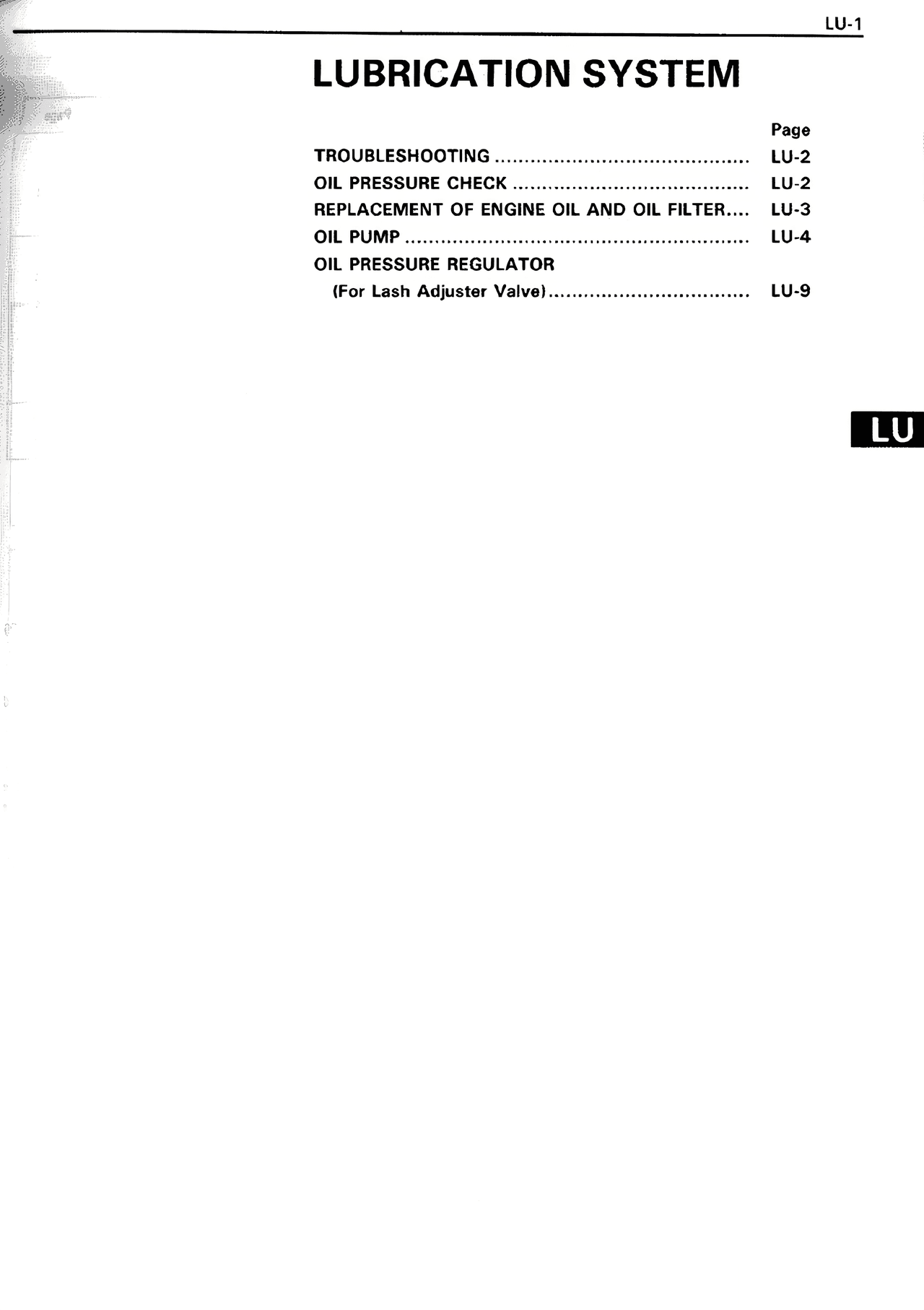 Lubrication System — MK2 Supra Lubrication System, page 1