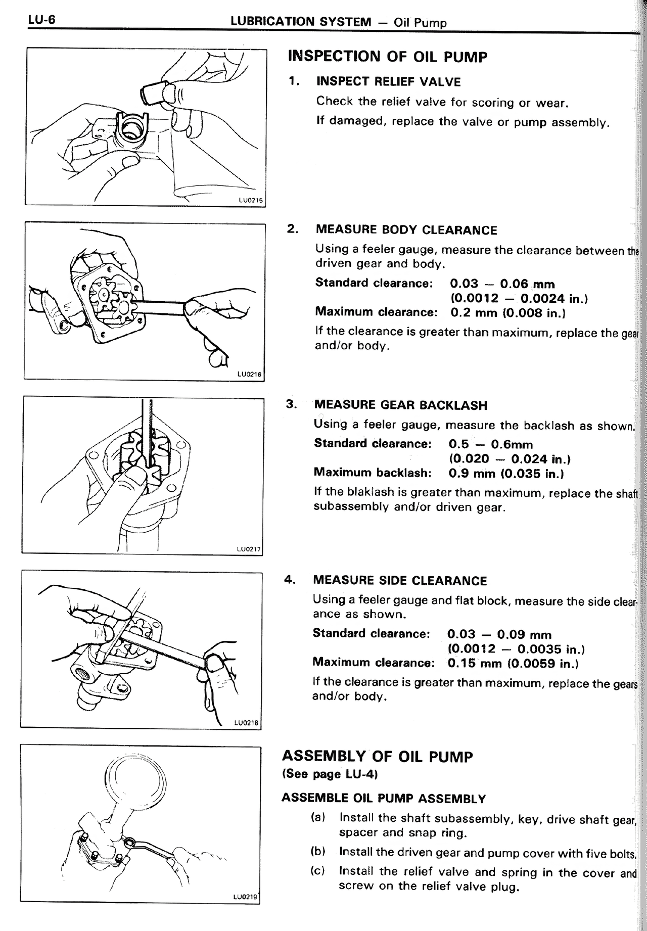 Inspection of Oil Pump — MK2 Supra Lubrication System, page 6