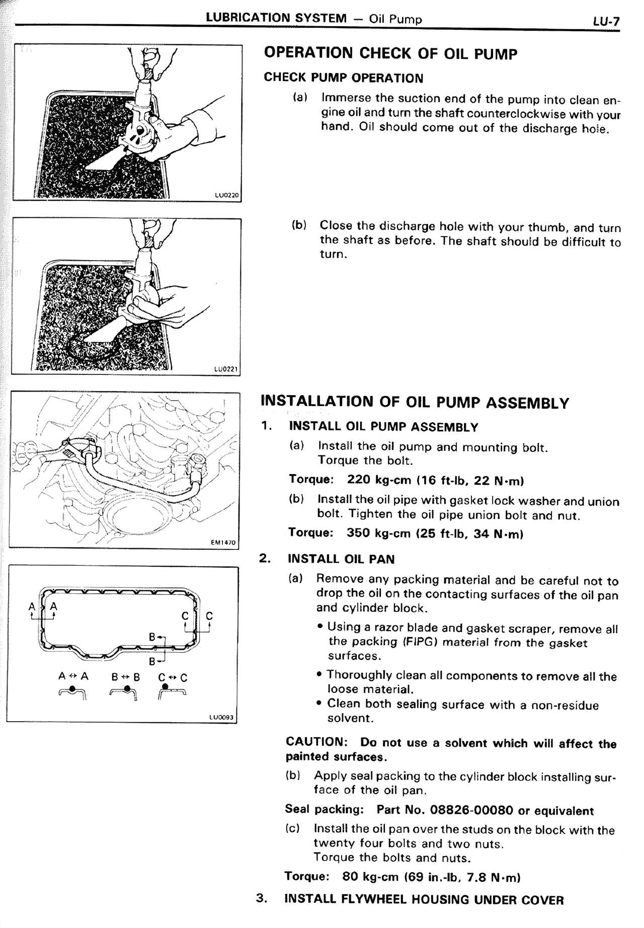 Operation Check of Oil Pump — MK2 Supra Lubrication System, page 7