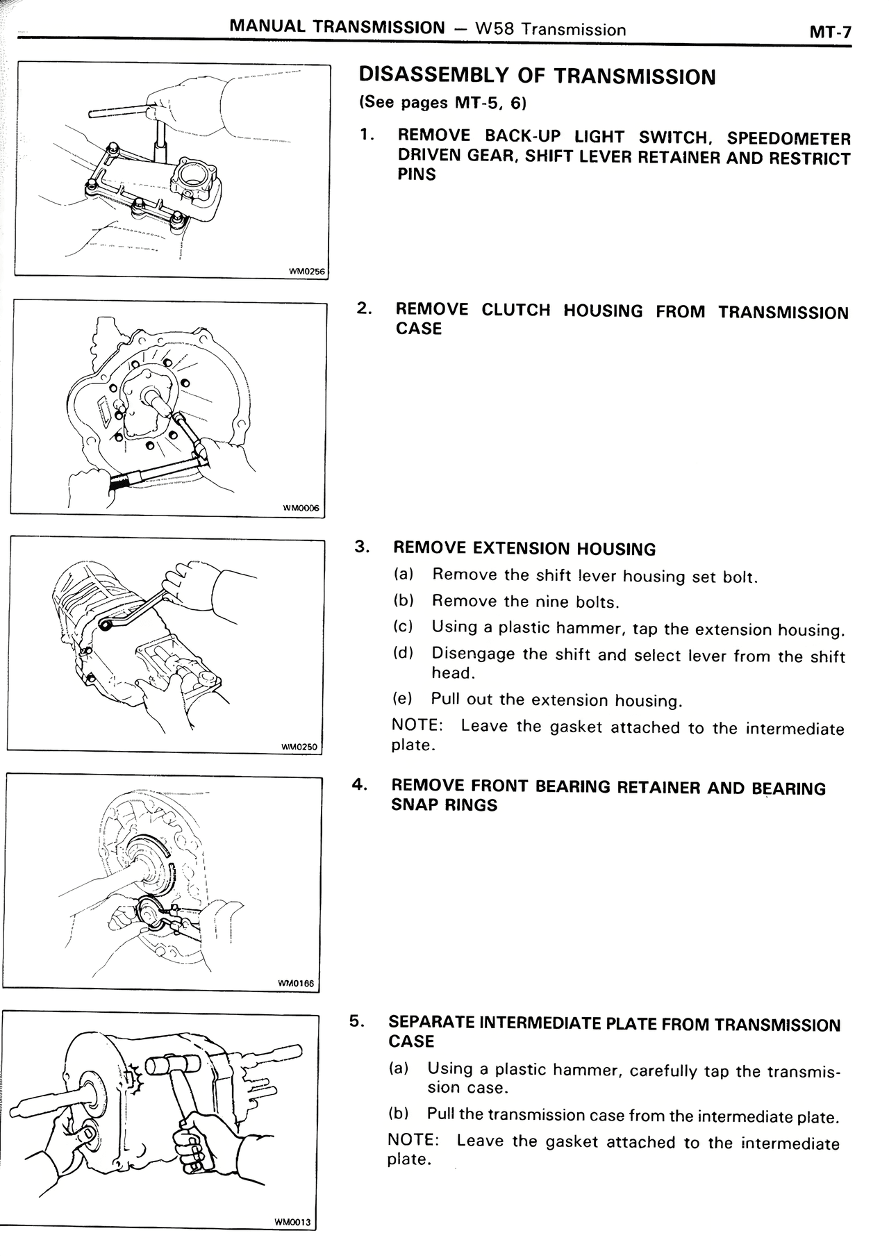 Disassembly of Transmission — MK2 Supra Manual Transmission, page 7