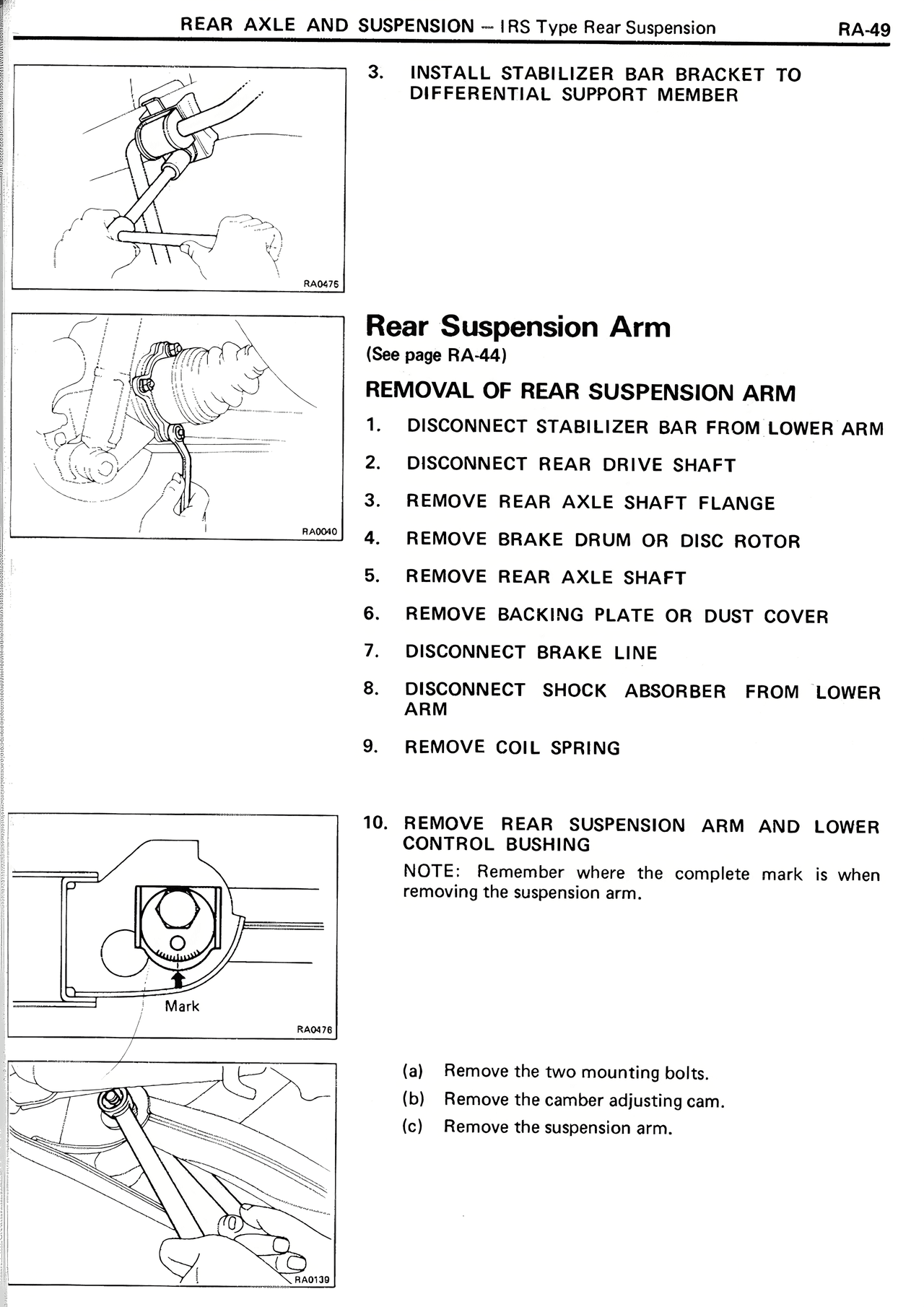 Rear Axle And Suspension — MK2 Supra Rear Axle And Suspension, page 49