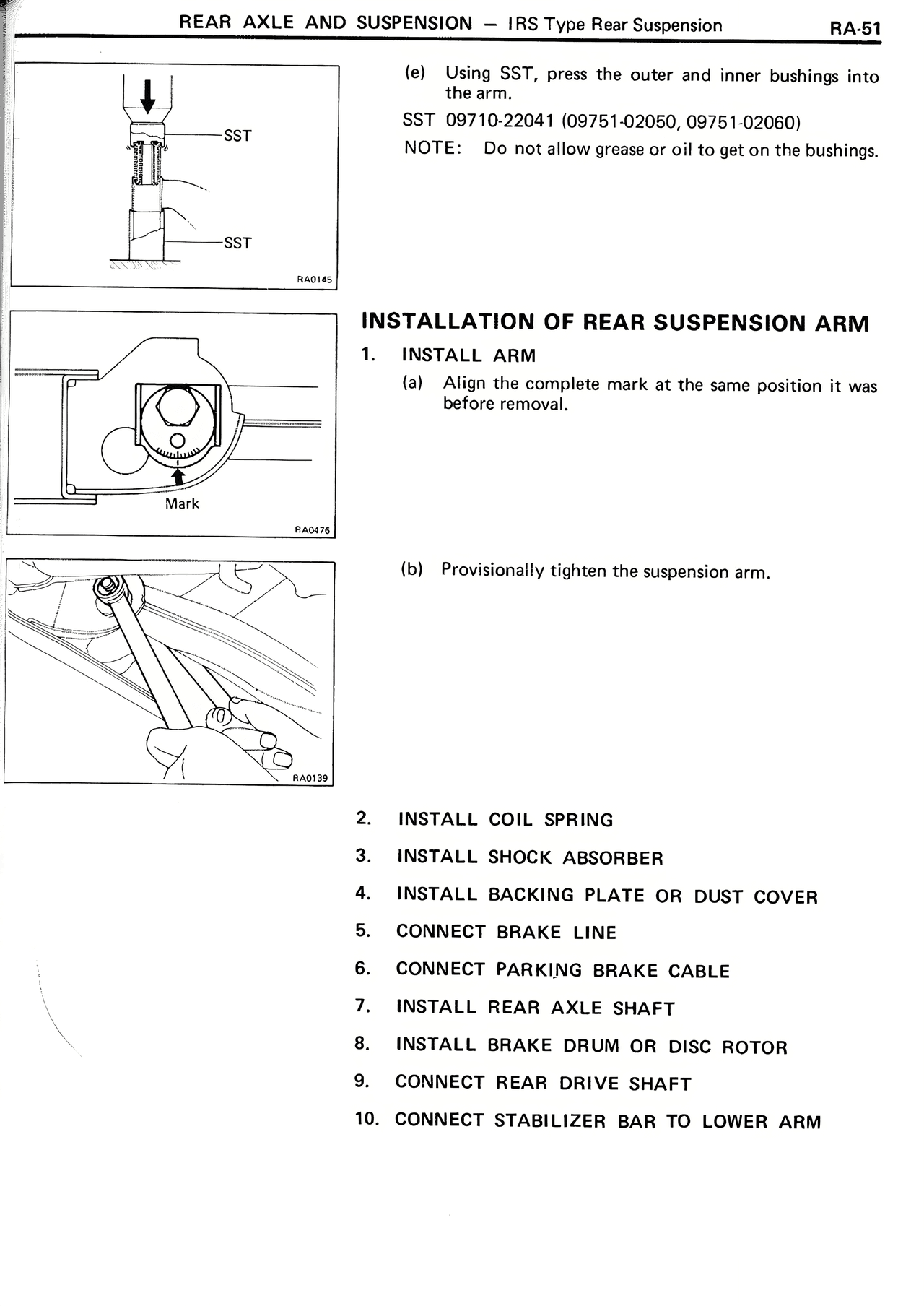 Installation of Rear Suspension Arm — MK2 Supra Rear Axle And Suspension, page 51