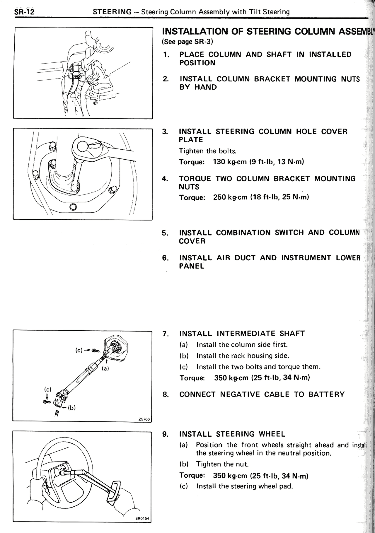 Installation of Steering Column Assembly — MK2 Supra Steering, page 12