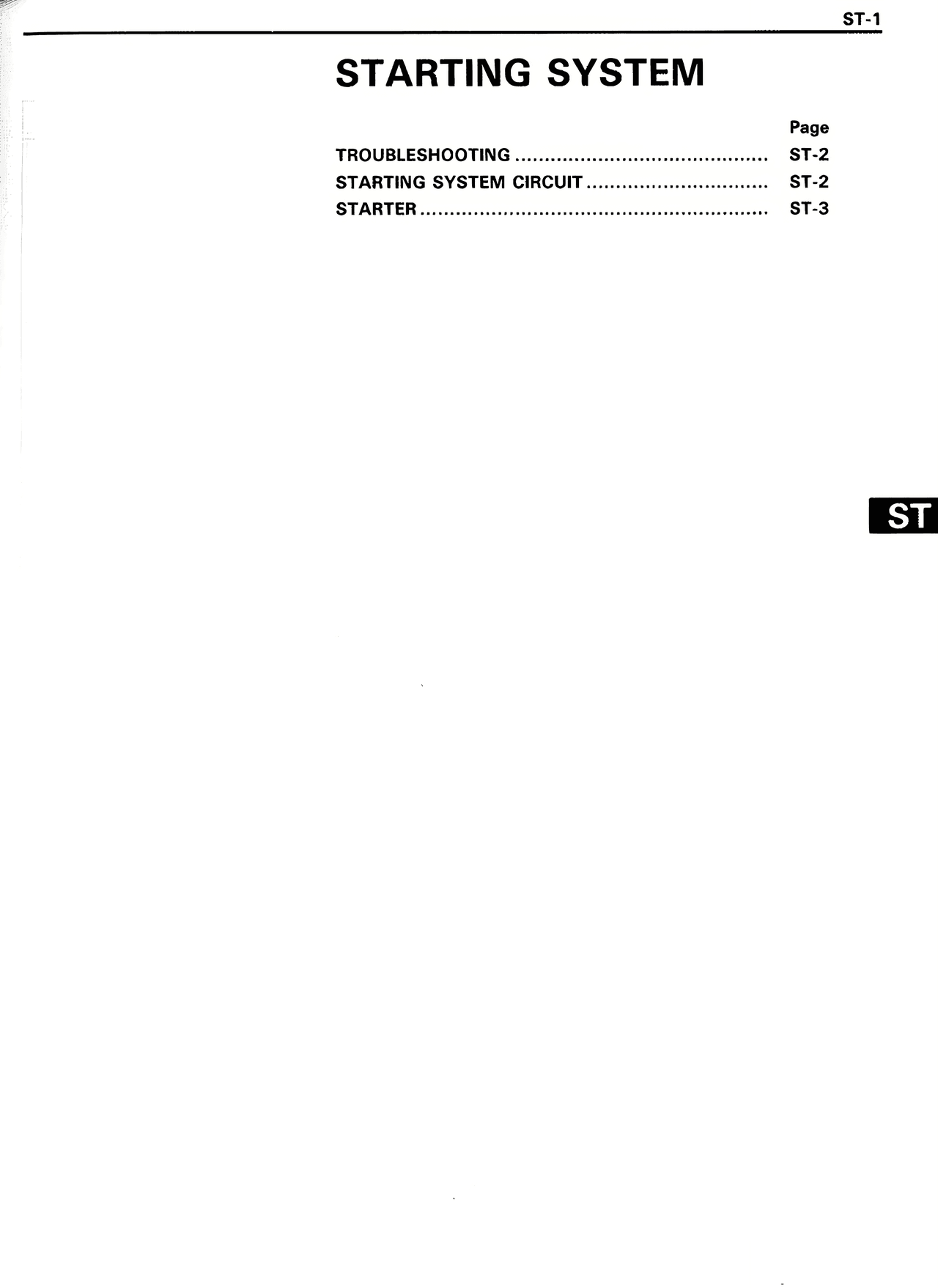 Starting System — MK2 Supra Starting System, page 1