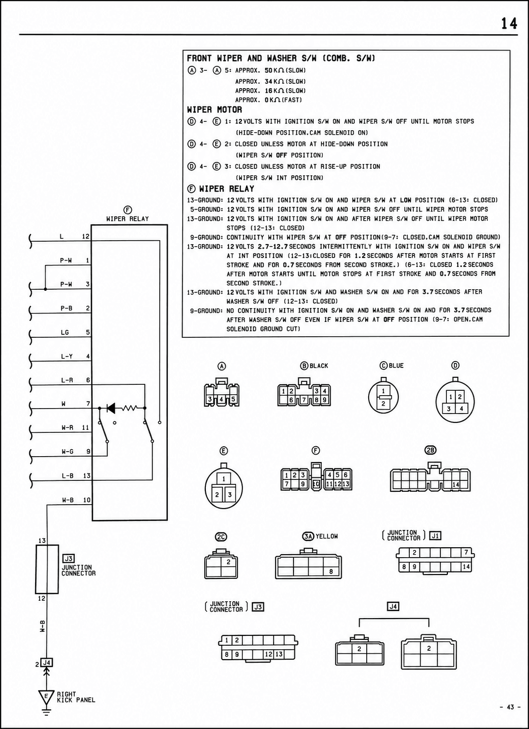 Front Wiper and Washer — MK2 Supra Front Wiper and Washer wiring diagram, page 2