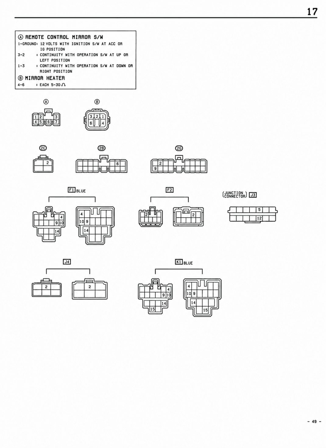 Remote Control Mirrors with Heater — MK2 Supra Remote Control Mirrors with Heater wiring diagram, page 2