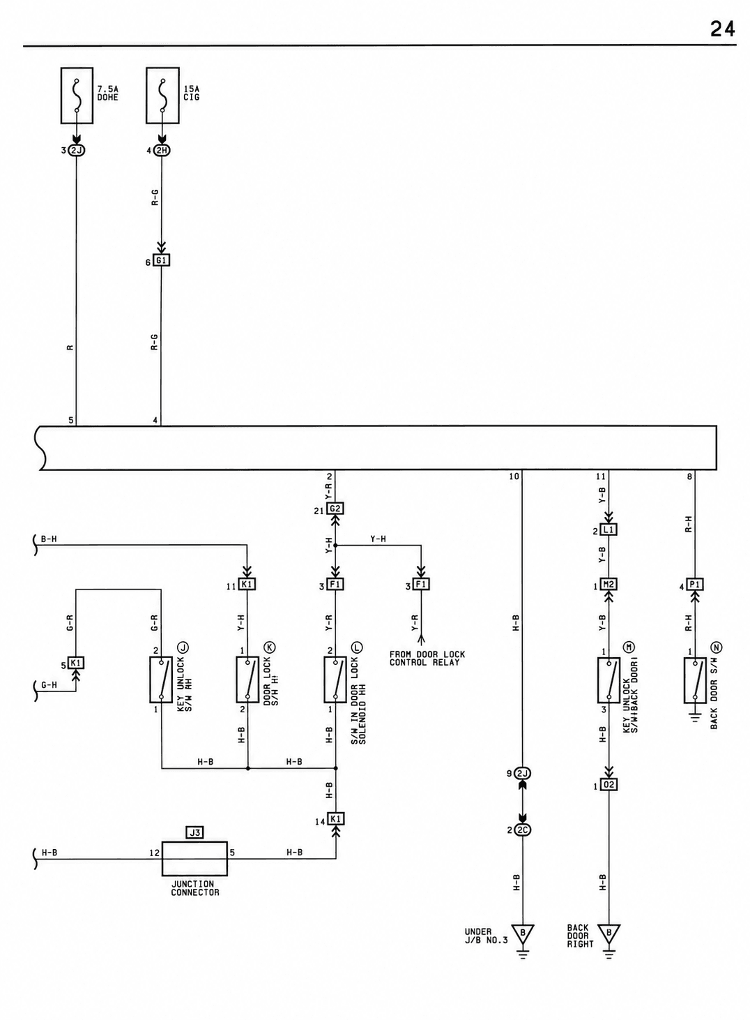 Door Lock System Electrical Wiring Diagram — MK2 Supra Theft Deterrent System wiring diagram, page 2