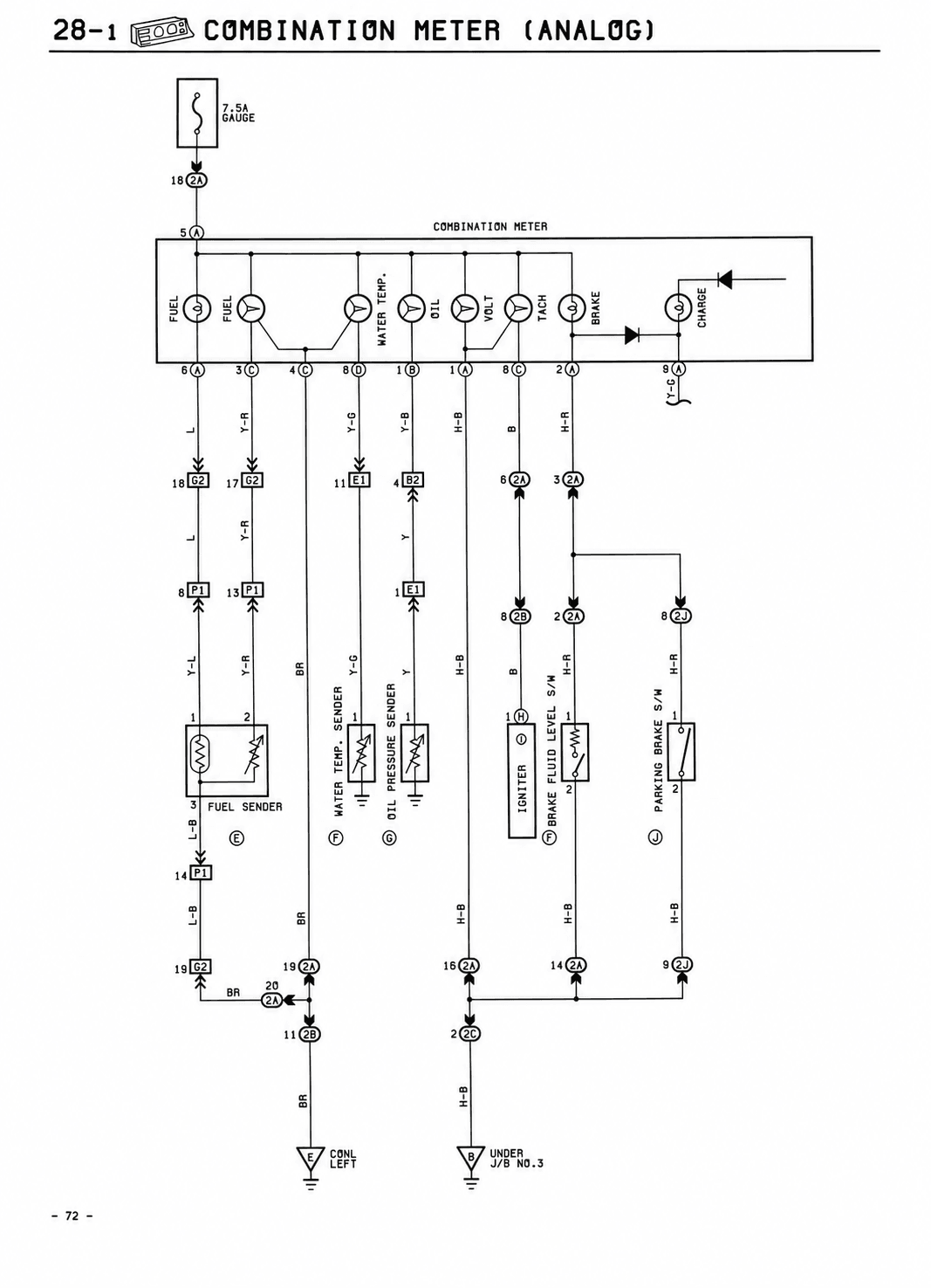 28-1 Combination Meter (Analog) — MK2 Supra Combination Meter wiring diagram, page 1