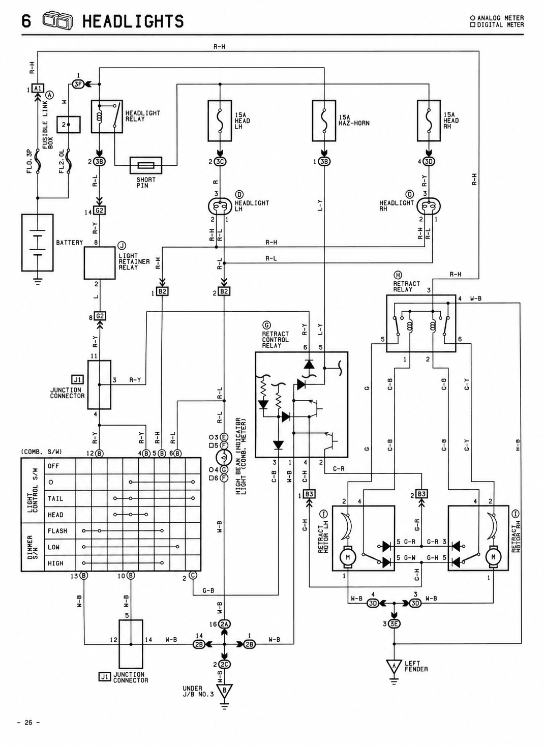 6 Headlights — MK2 Supra Headlights wiring diagram, page 1