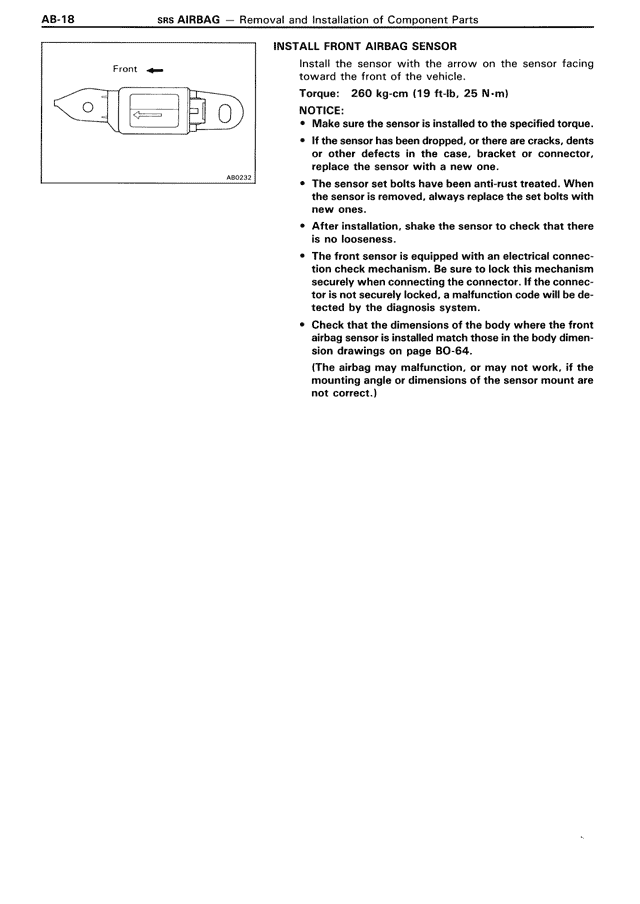 Install Front Airbag Sensor — MK3 Supra SRS Airbag, page 18
