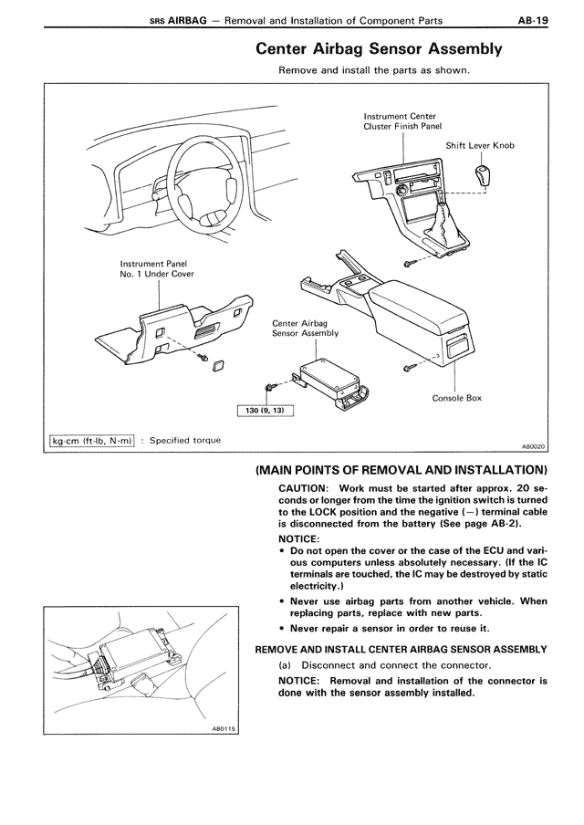 Center Airbag Sensor Assembly — MK3 Supra SRS Airbag, page 19