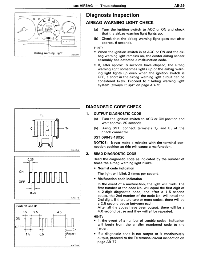Diagnosis Inspection — MK3 Supra SRS Airbag, page 29