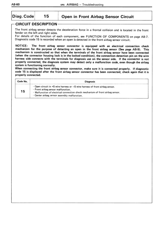 Open in Front Airbag Sensor Circuit — MK3 Supra SRS Airbag, page 60